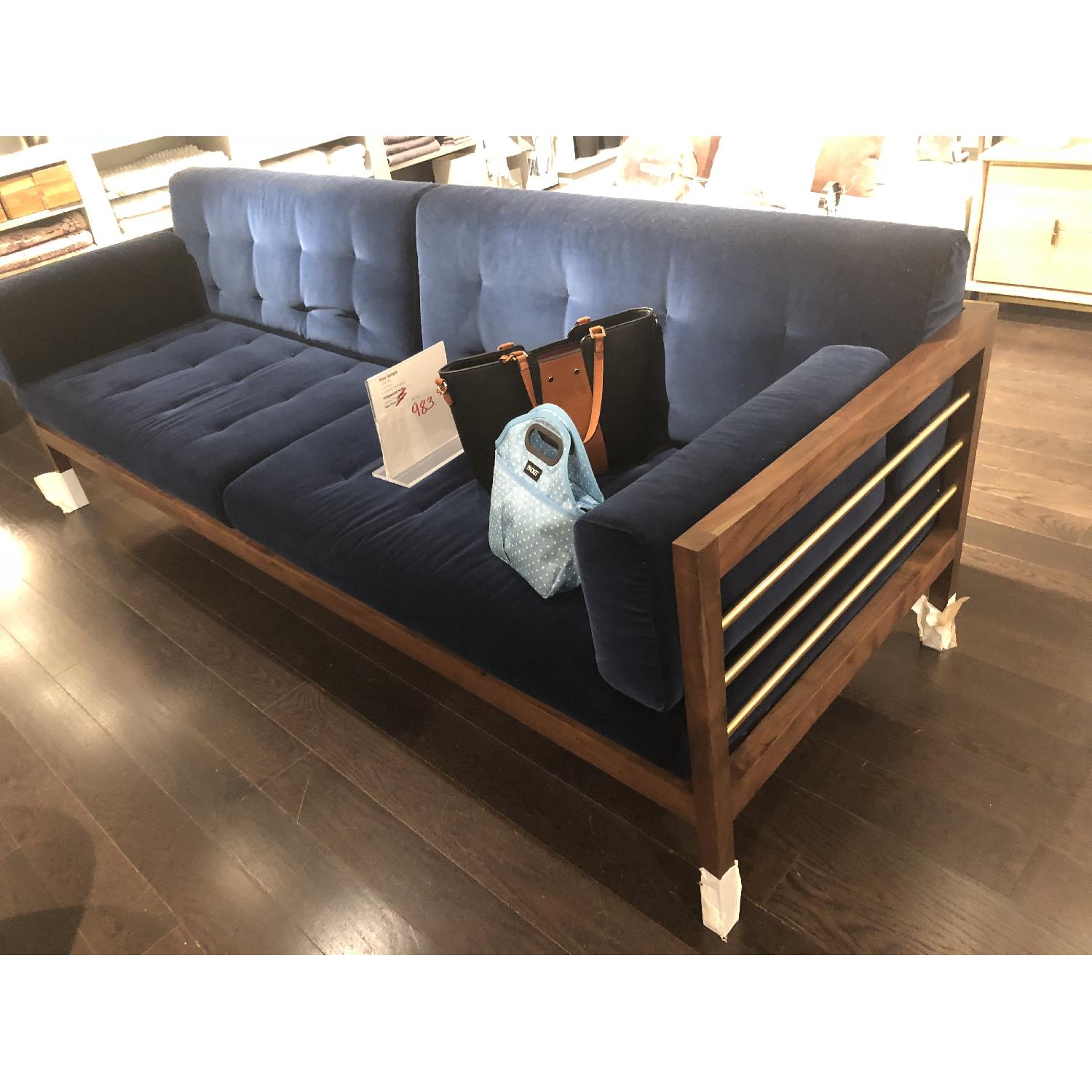 CB2 Midnight Blue Velvet Sofa - image-2