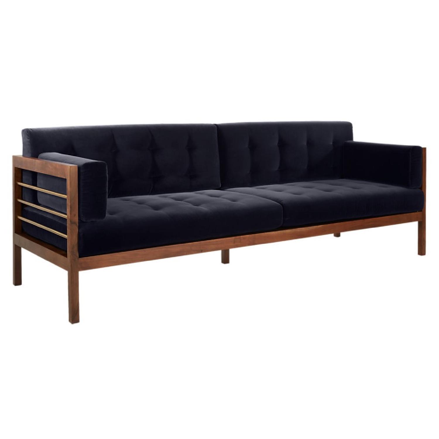 CB2 Midnight Blue Velvet Sofa - image-0
