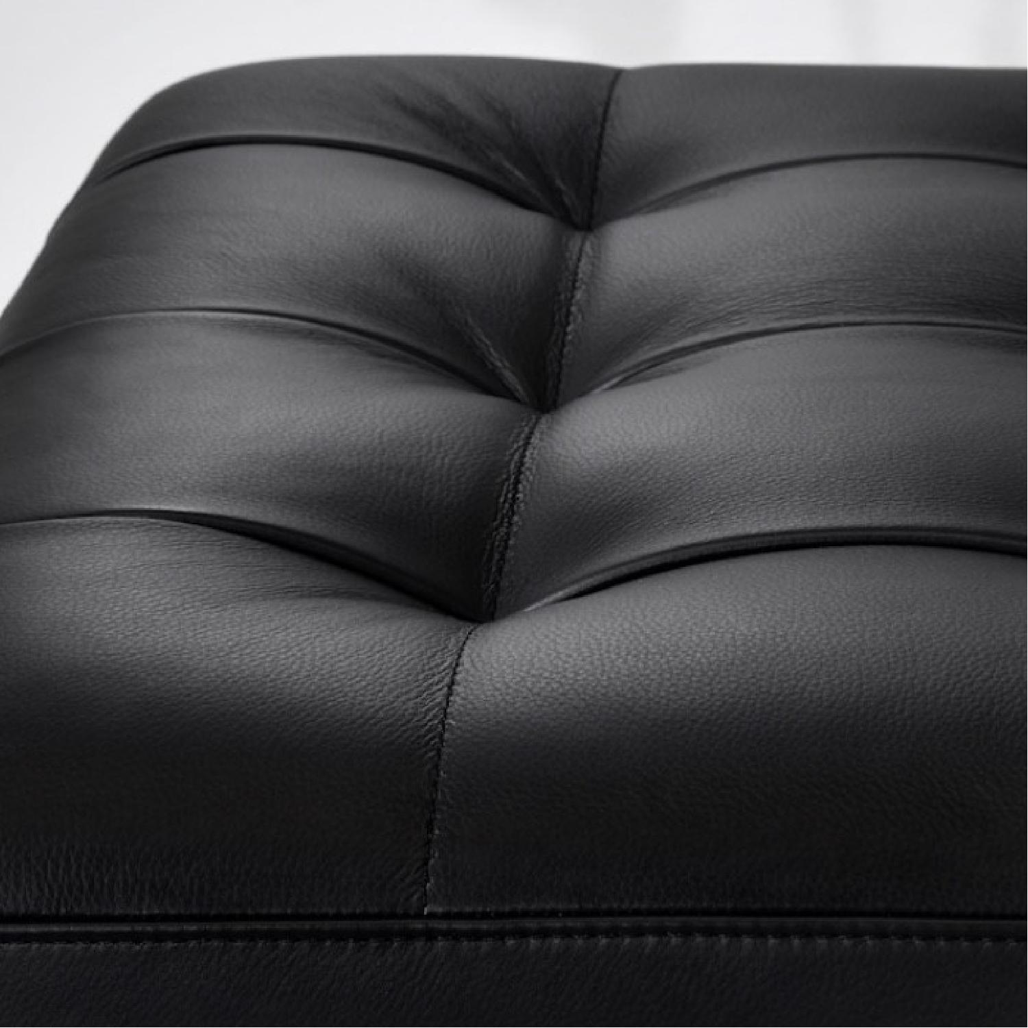 Ikea Black Leather Coated Ottoman - image-1