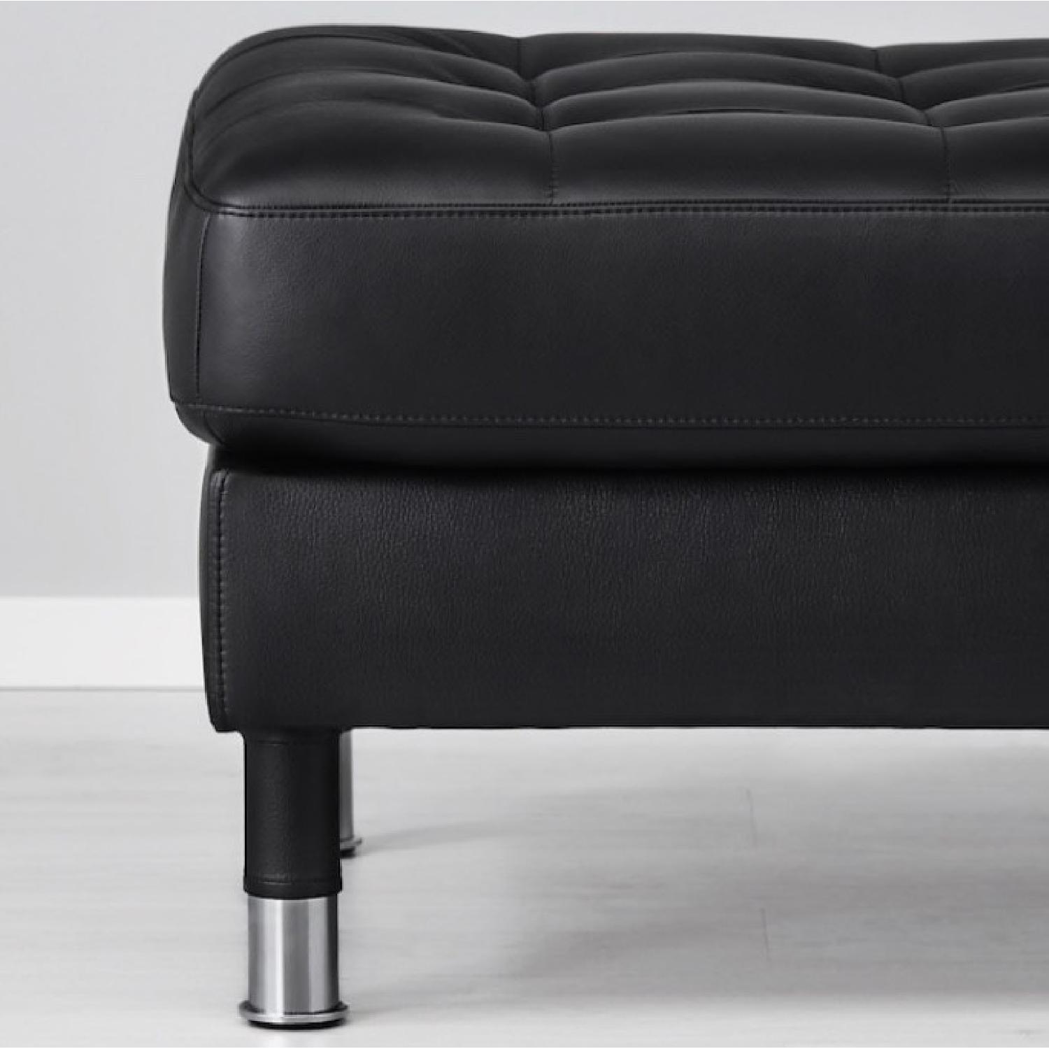 Ikea Black Leather Coated Ottoman - image-2