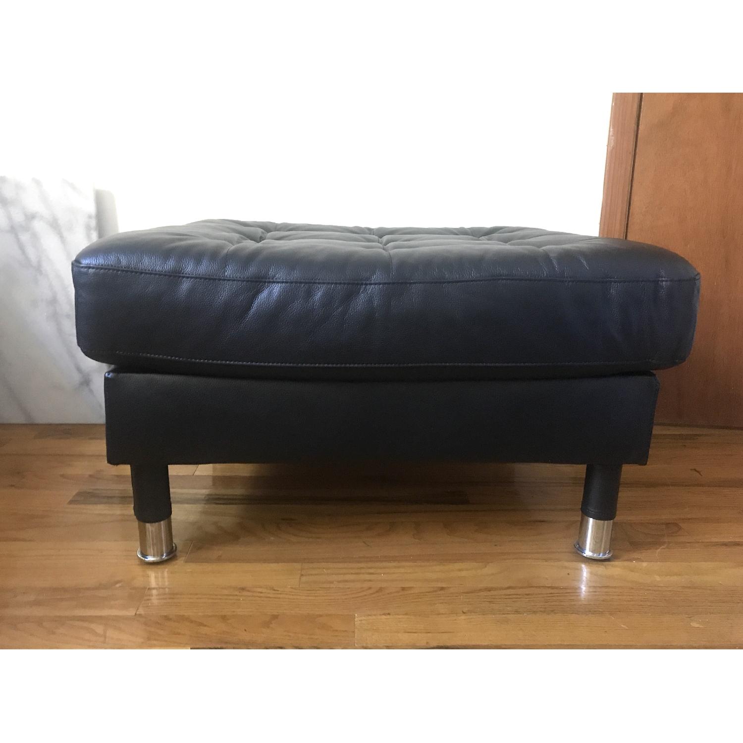 Ikea Black Leather Coated Ottoman - image-3