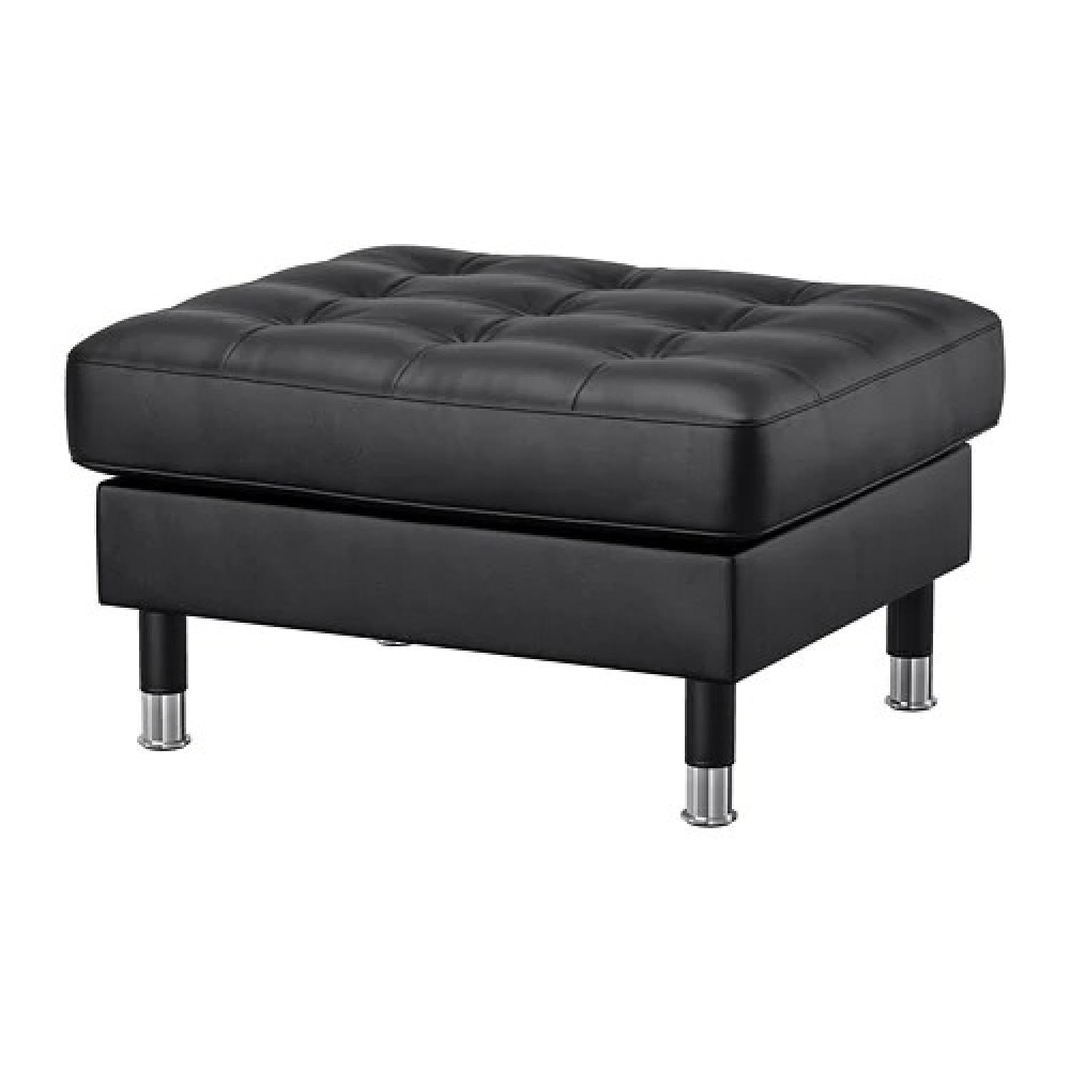 Ikea Black Leather Coated Ottoman - image-4