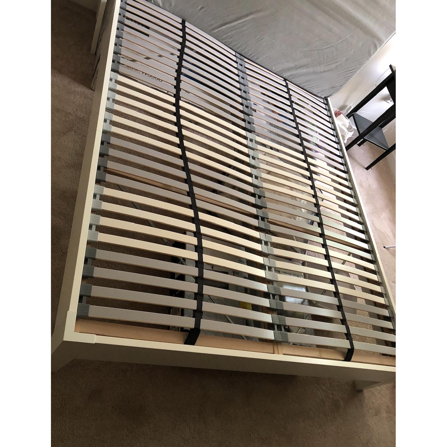 Ikea White Queen Bed Frame w/ Slated Base - image-3