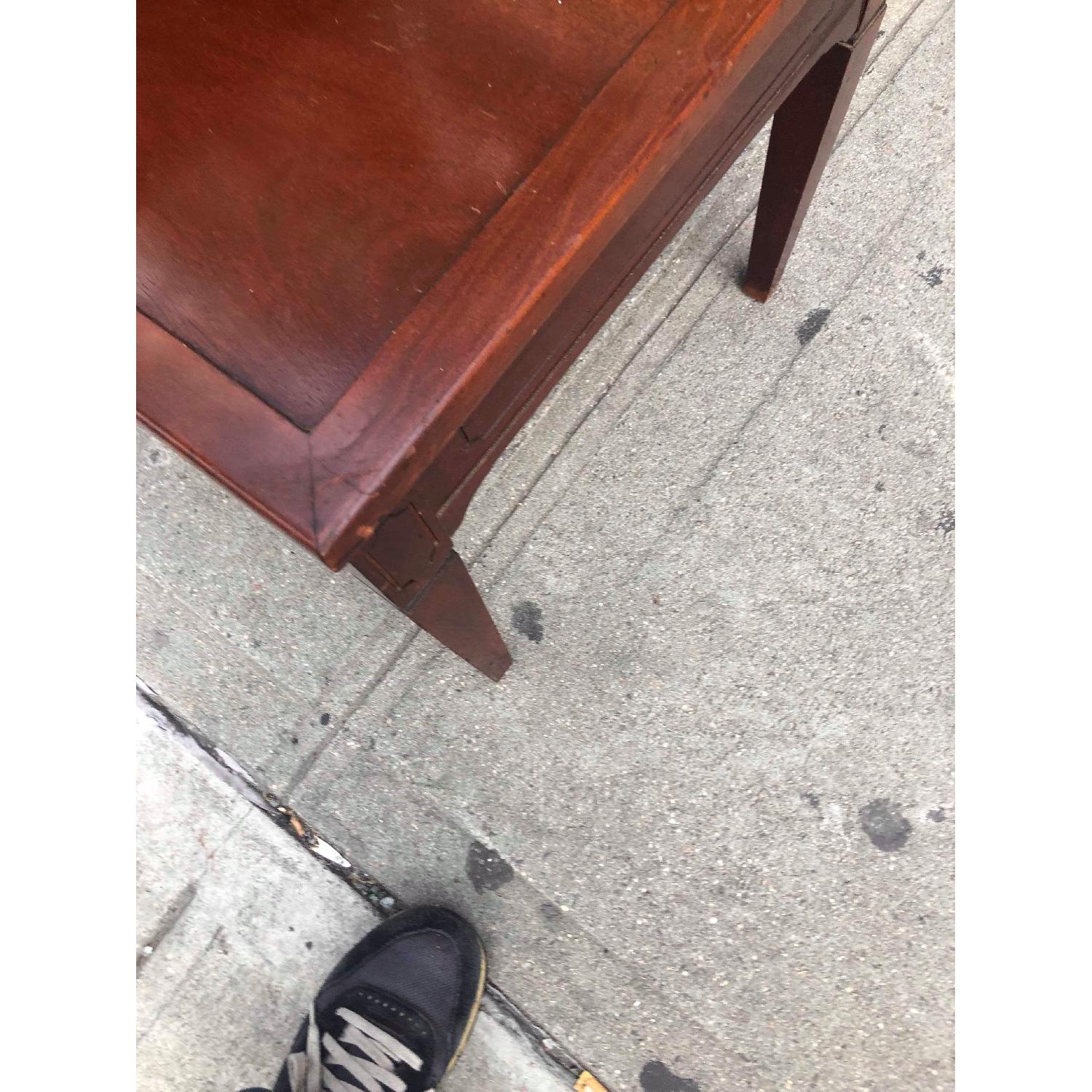 Antique Cherry Wood Leather Top Side Table - image-7