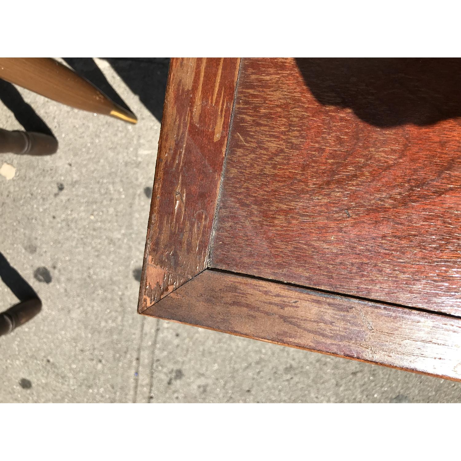 Antique Cherry Wood Leather Top Side Table - image-10