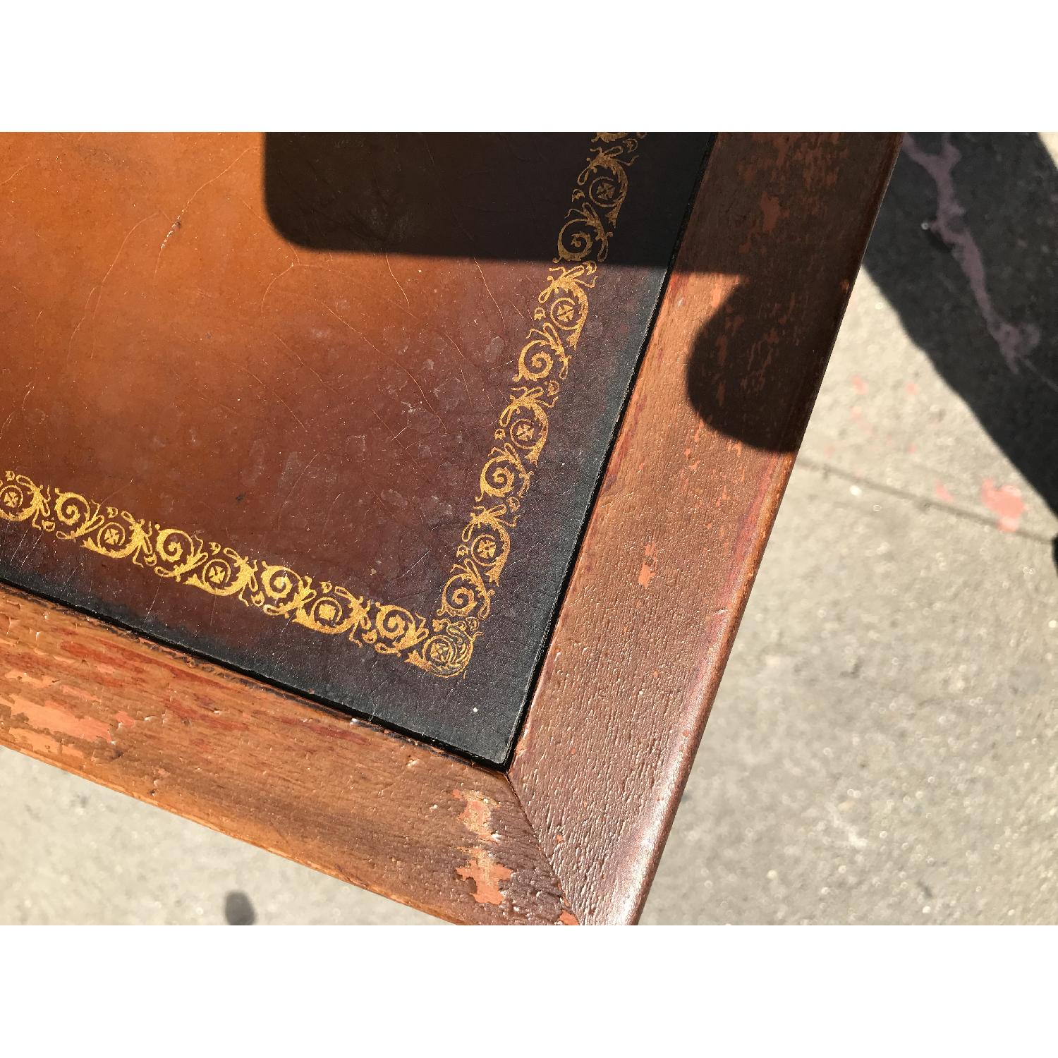 Antique Cherry Wood Leather Top Side Table - image-14