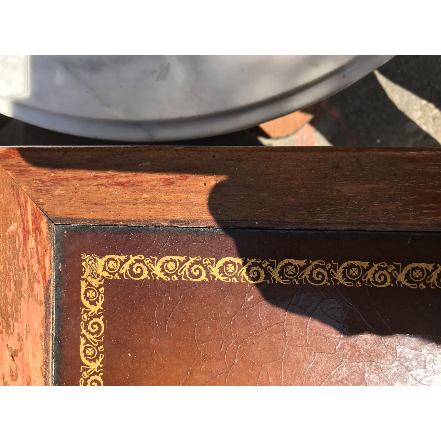 Antique Cherry Wood Leather Top Side Table - image-15