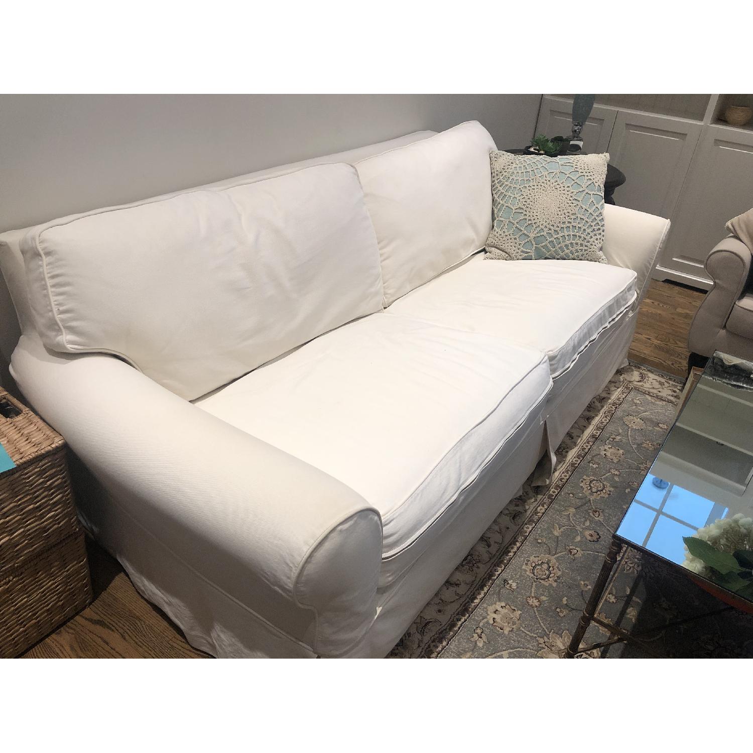 Raymour & Flanigan White Slipcover Sleeper Sofa - image-4