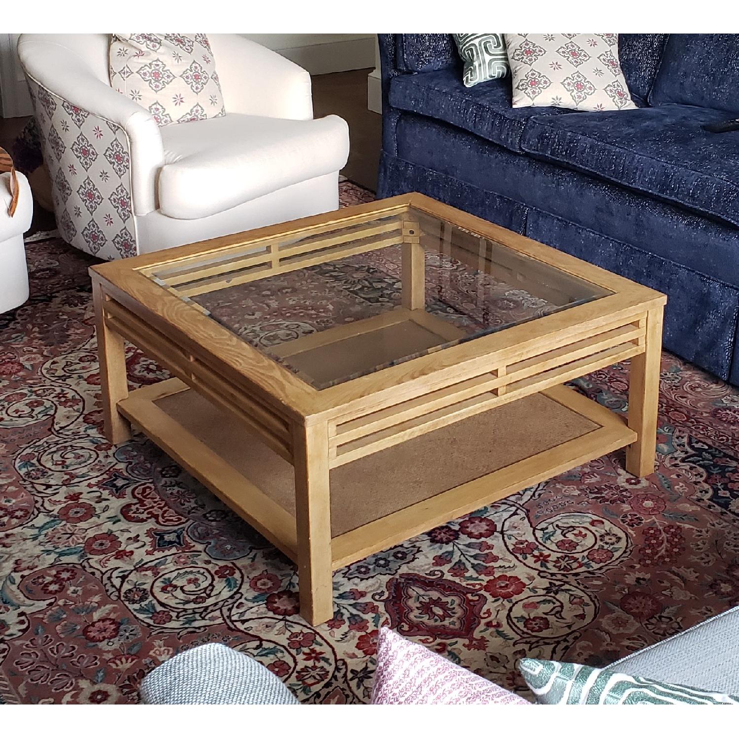 Antique Modern Craftsman Cane Shelf Coffee Table - image-2