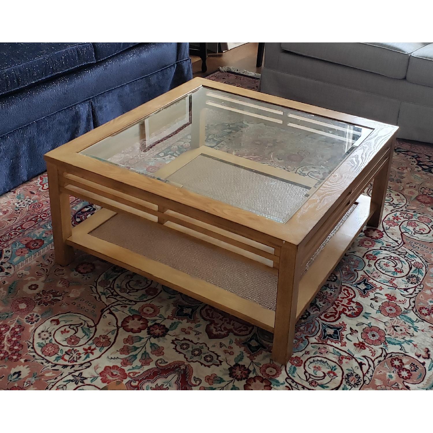 Antique Modern Craftsman Cane Shelf Coffee Table - image-3