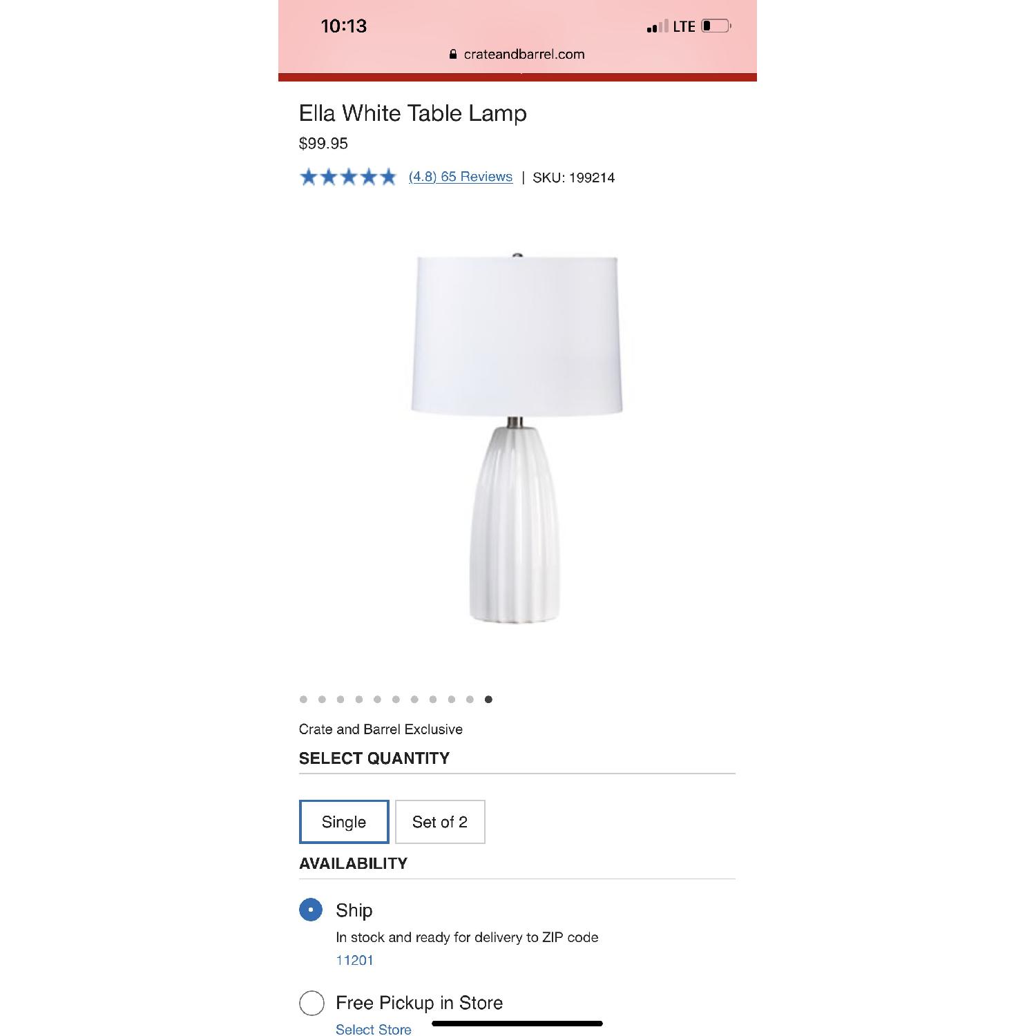 Crate & Barrel Ella Lamp in Teal - image-4