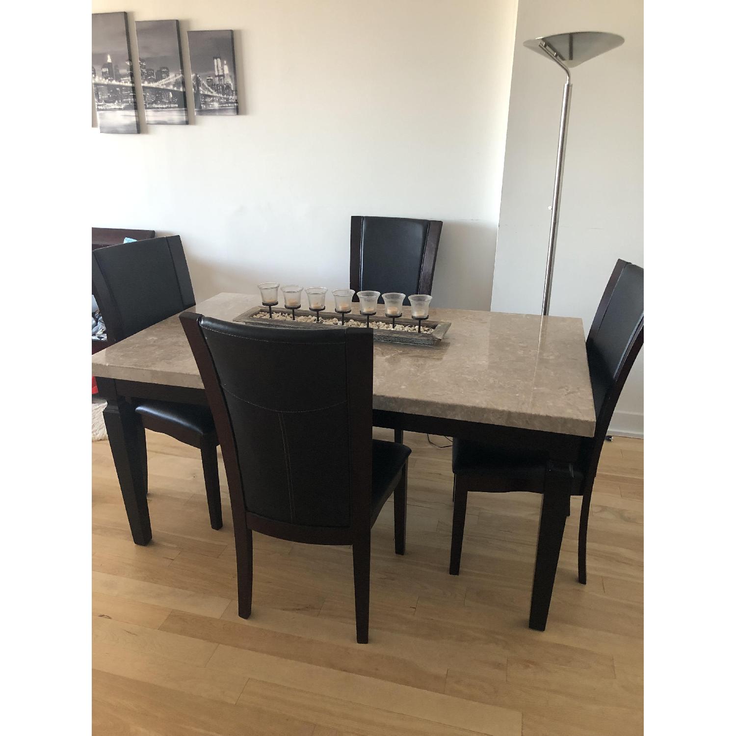 Raymour & Flanigan Marble Top Dining Table AptDeco