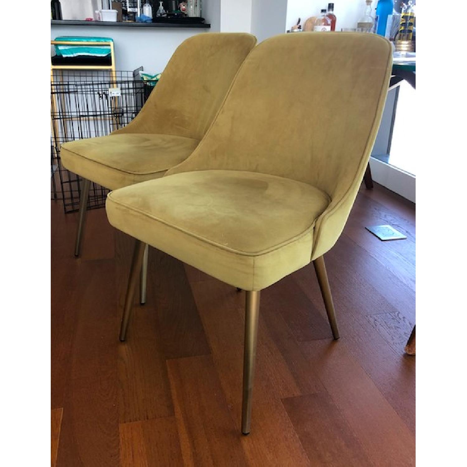 West Elm Green Velvet Dining Chairs - image-2