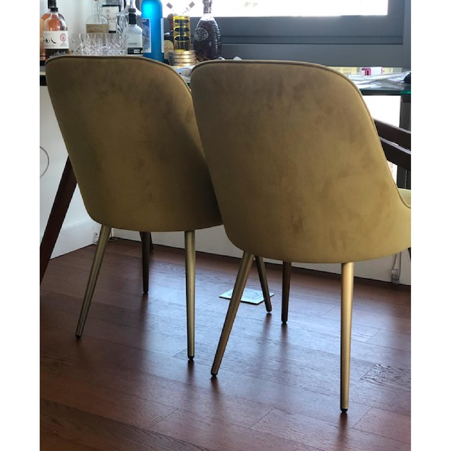 West Elm Green Velvet Dining Chairs - image-3