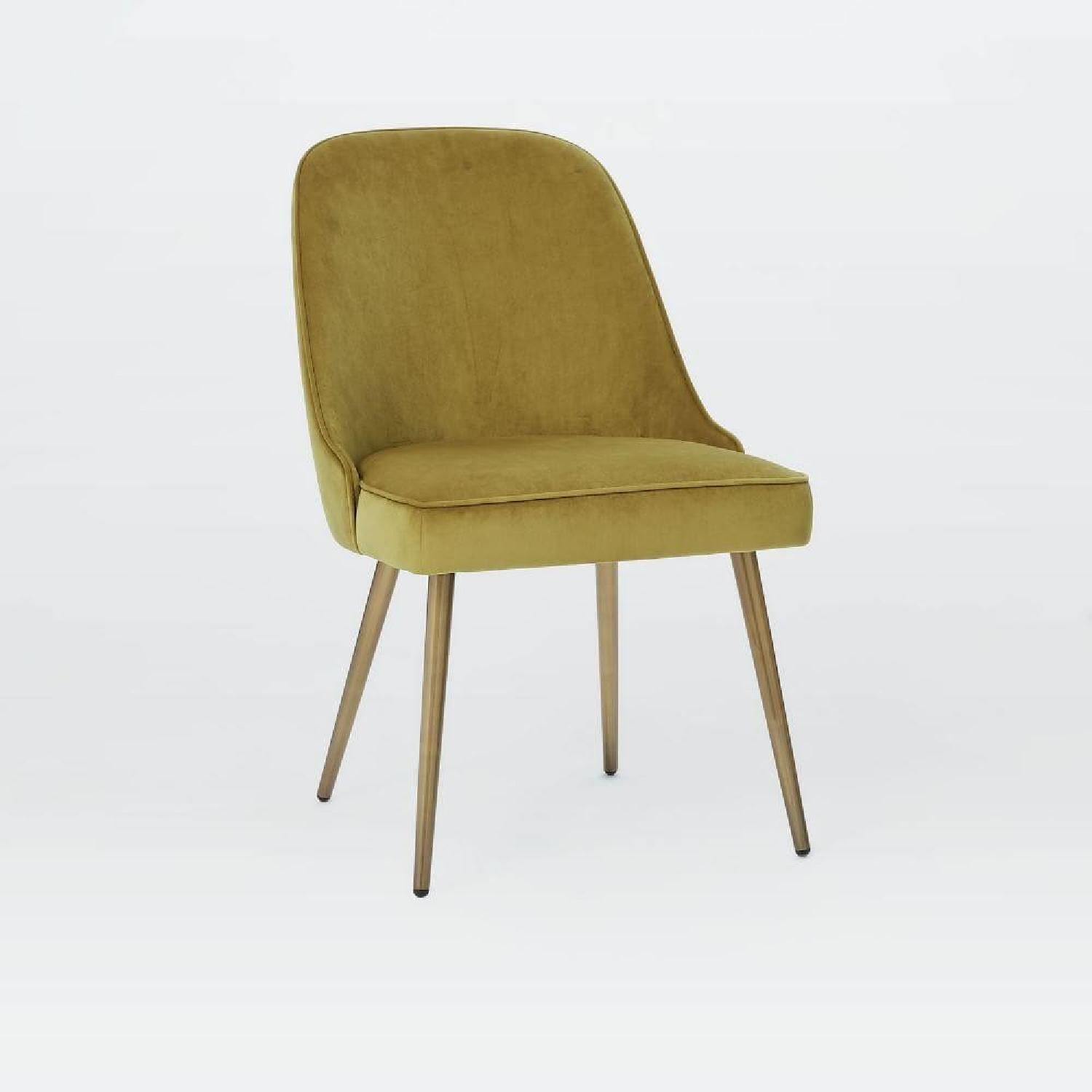 West Elm Green Velvet Dining Chairs - image-4