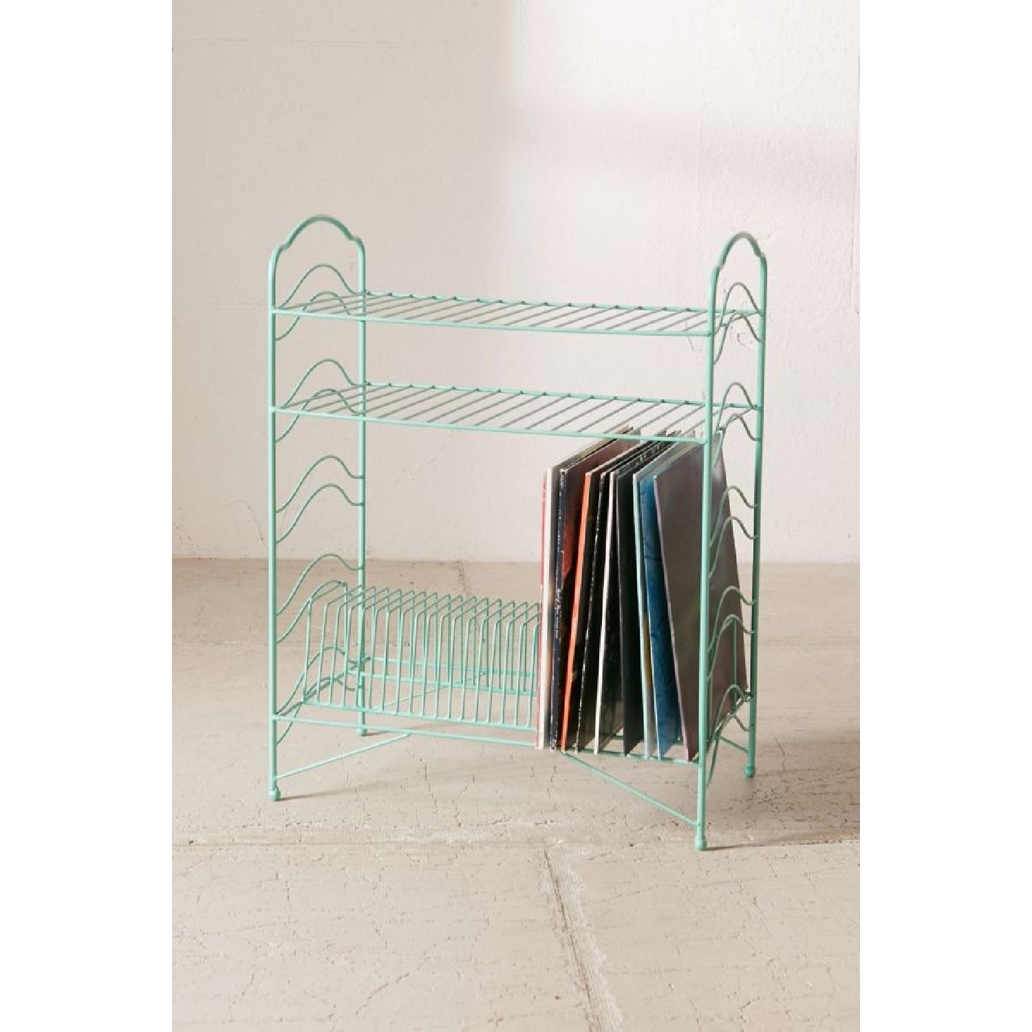 Urban Outfitters Teal Vinyl Record Storage Shelf - image-1