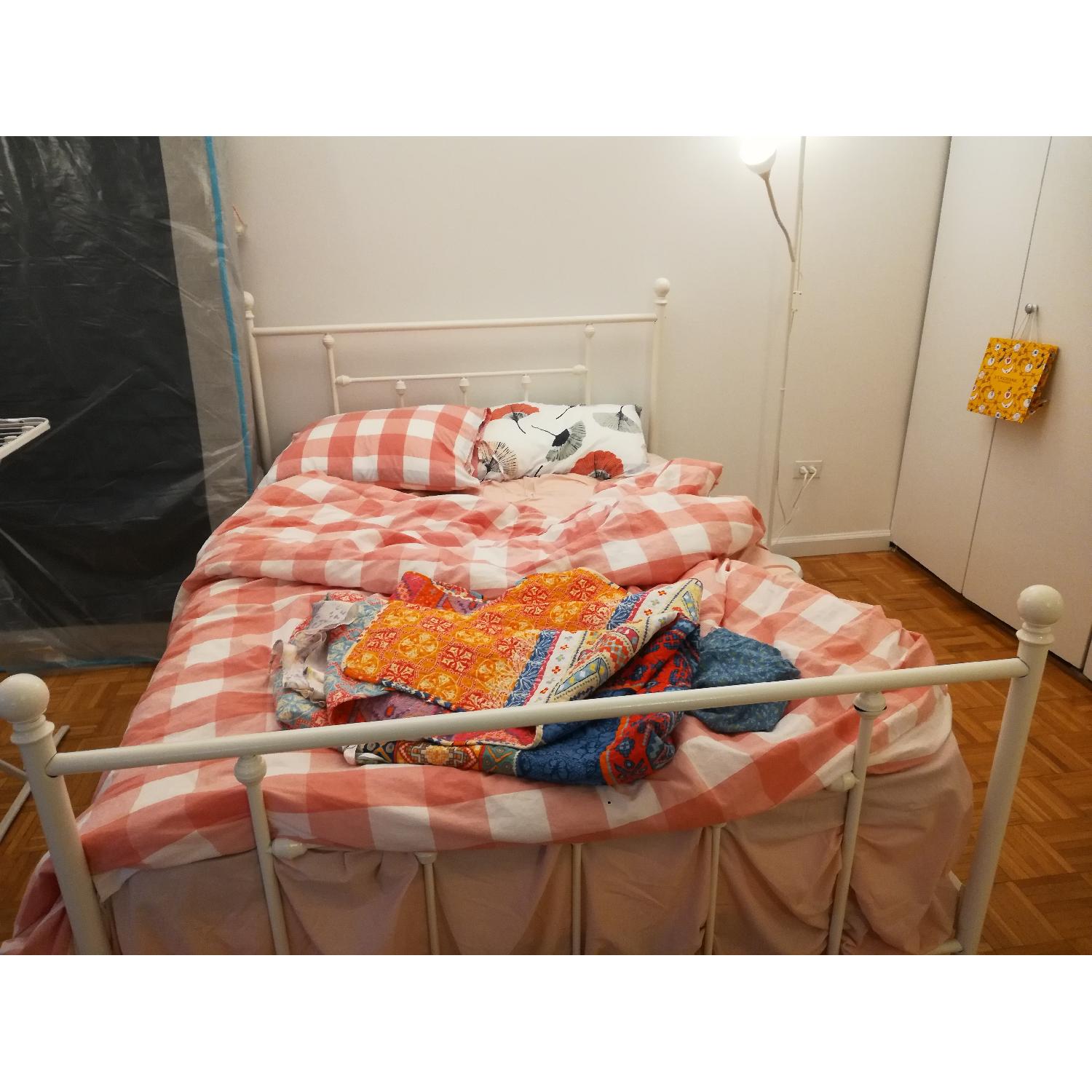 White Full Size Metal Bed Frame - image-2