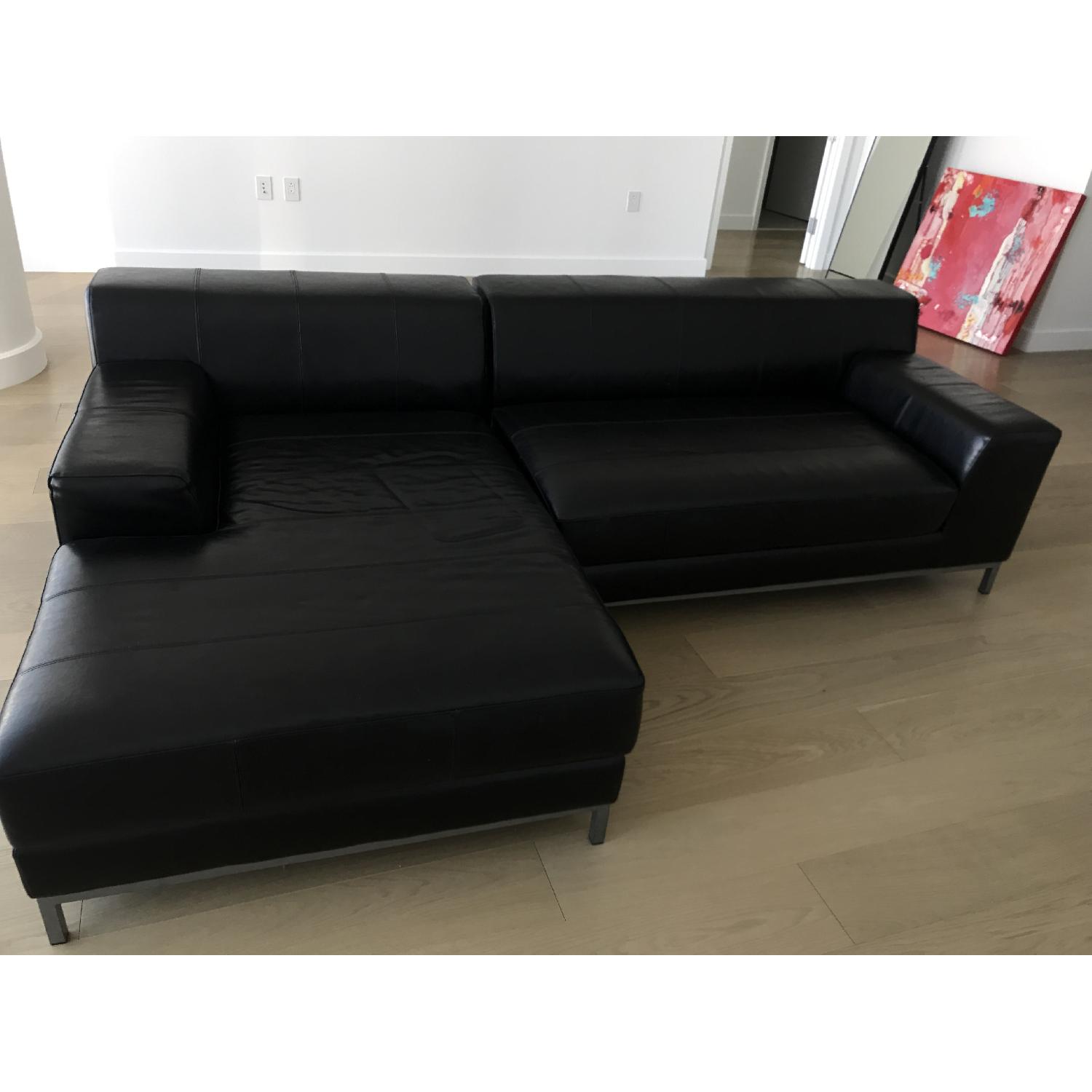 Ikea Black Leather Sectional Sofa AptDeco