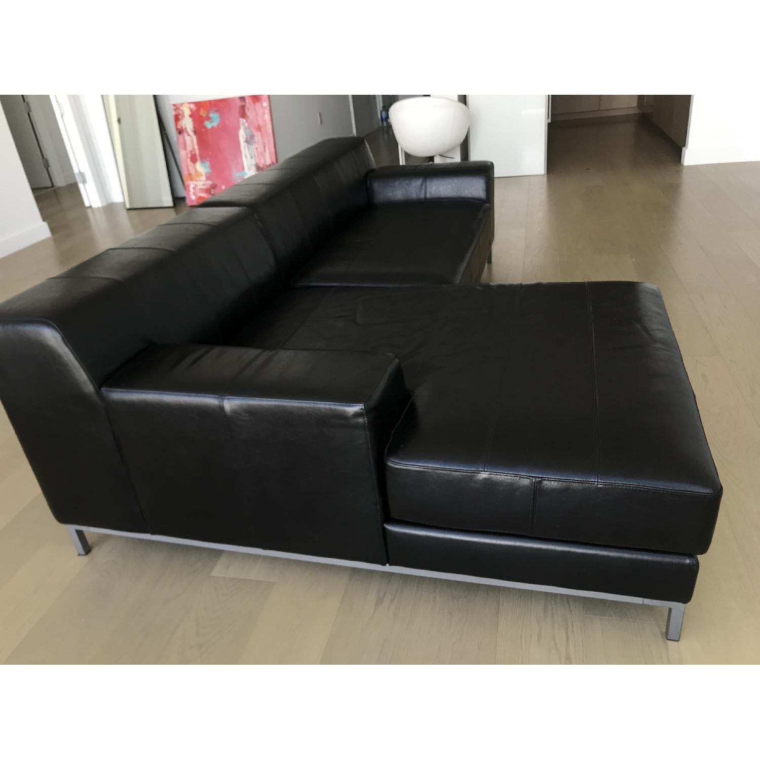 Ikea Black Leather Sectional Sofa - image-2