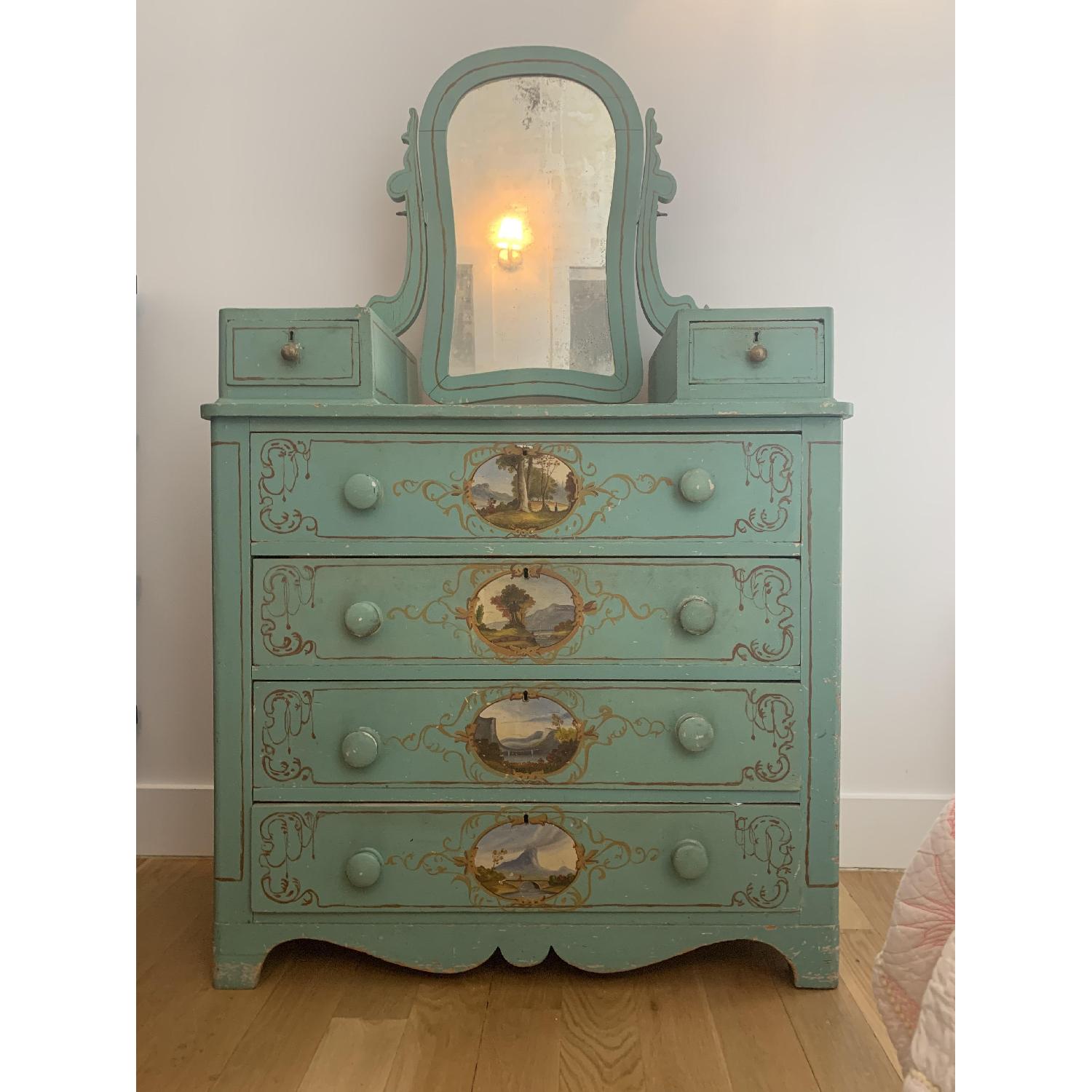 Antique 1920s Victorian Hand Painted Dresser/Vanity - image-1