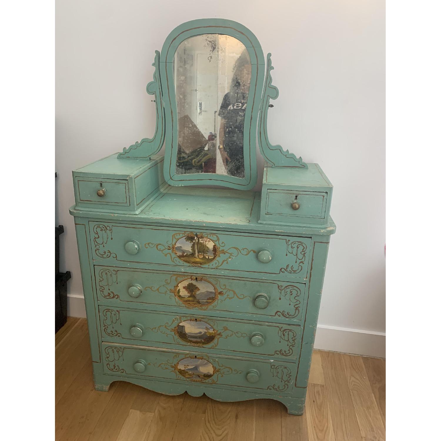 Antique 1920s Victorian Hand Painted Dresser/Vanity - image-5