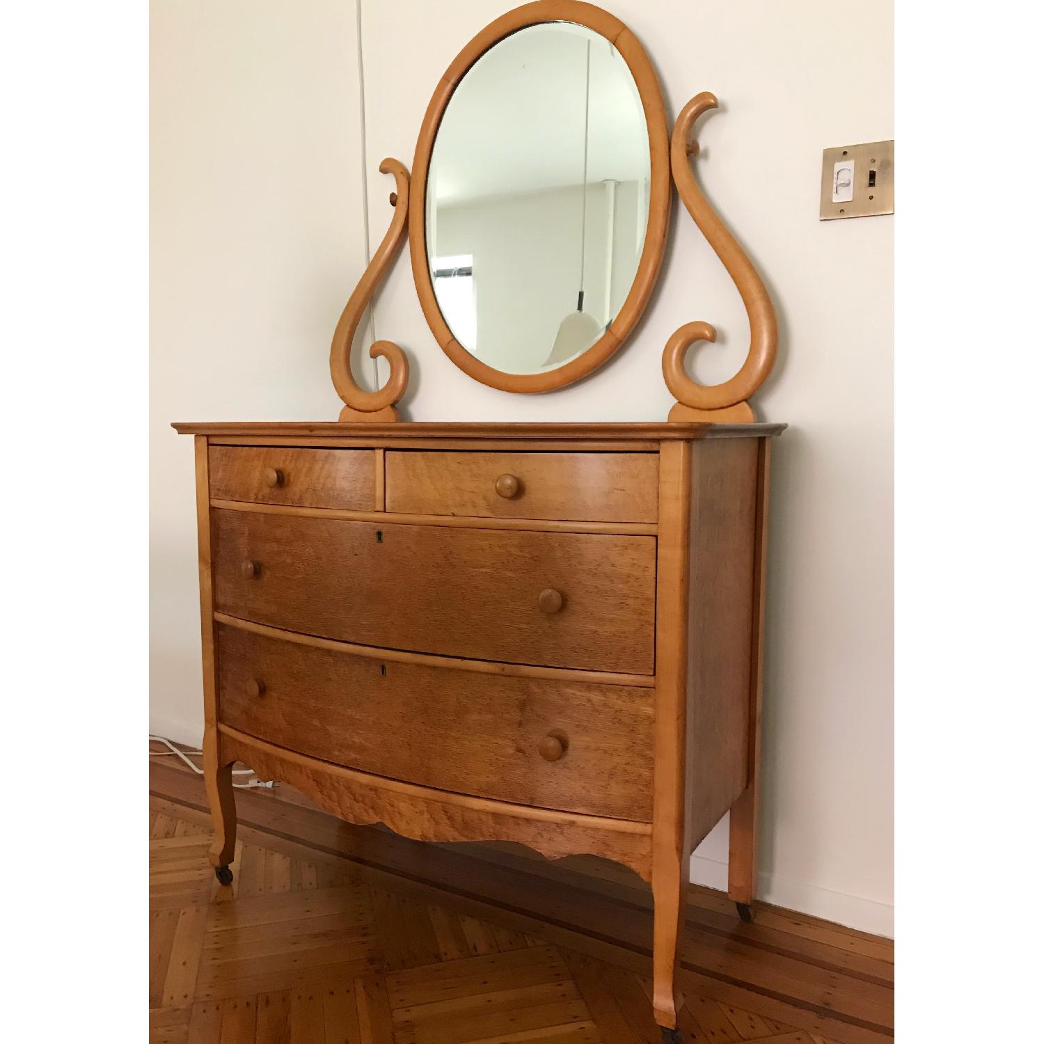 Edwardian Birdseye Maple Bow Front Dresser - image-1