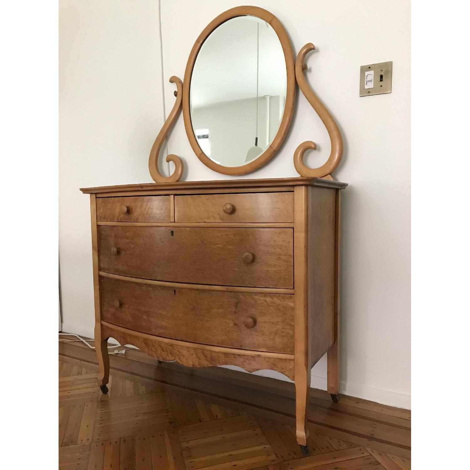 Edwardian Birdseye Maple Bow Front Dresser - image-2