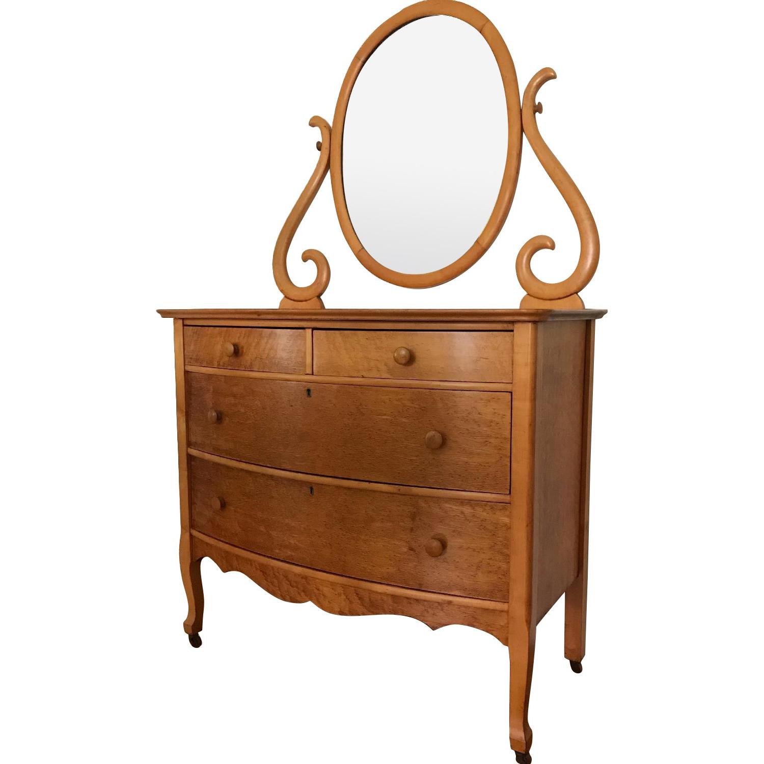 Edwardian Birdseye Maple Bow Front Dresser - image-0