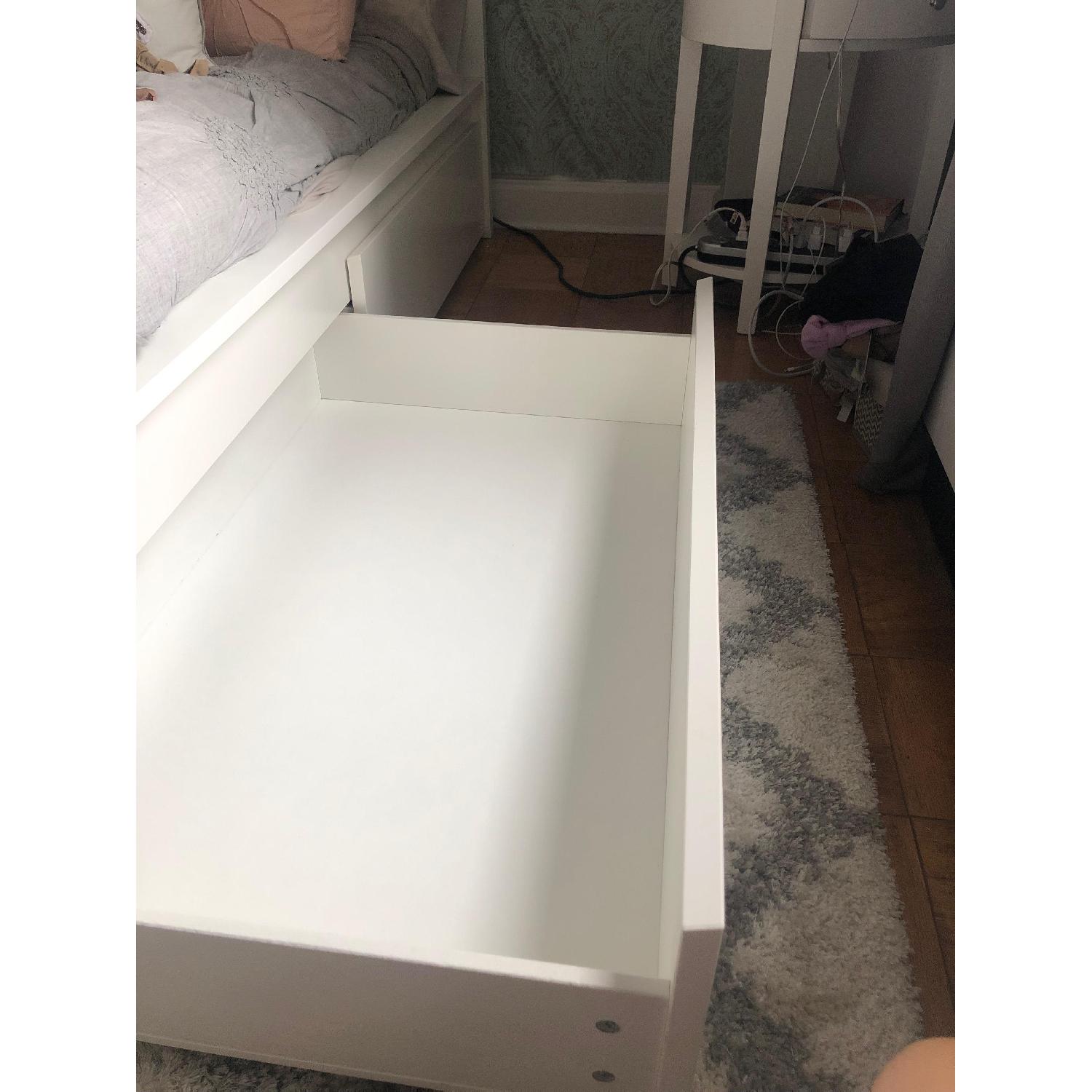 Ikea Malm White Queen Size Bed w/ 2 Storage Boxes AptDeco