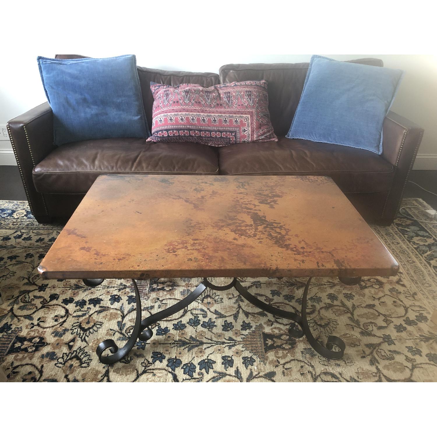 Arhaus Copper & Iron Rectangular Coffee Table - image-1