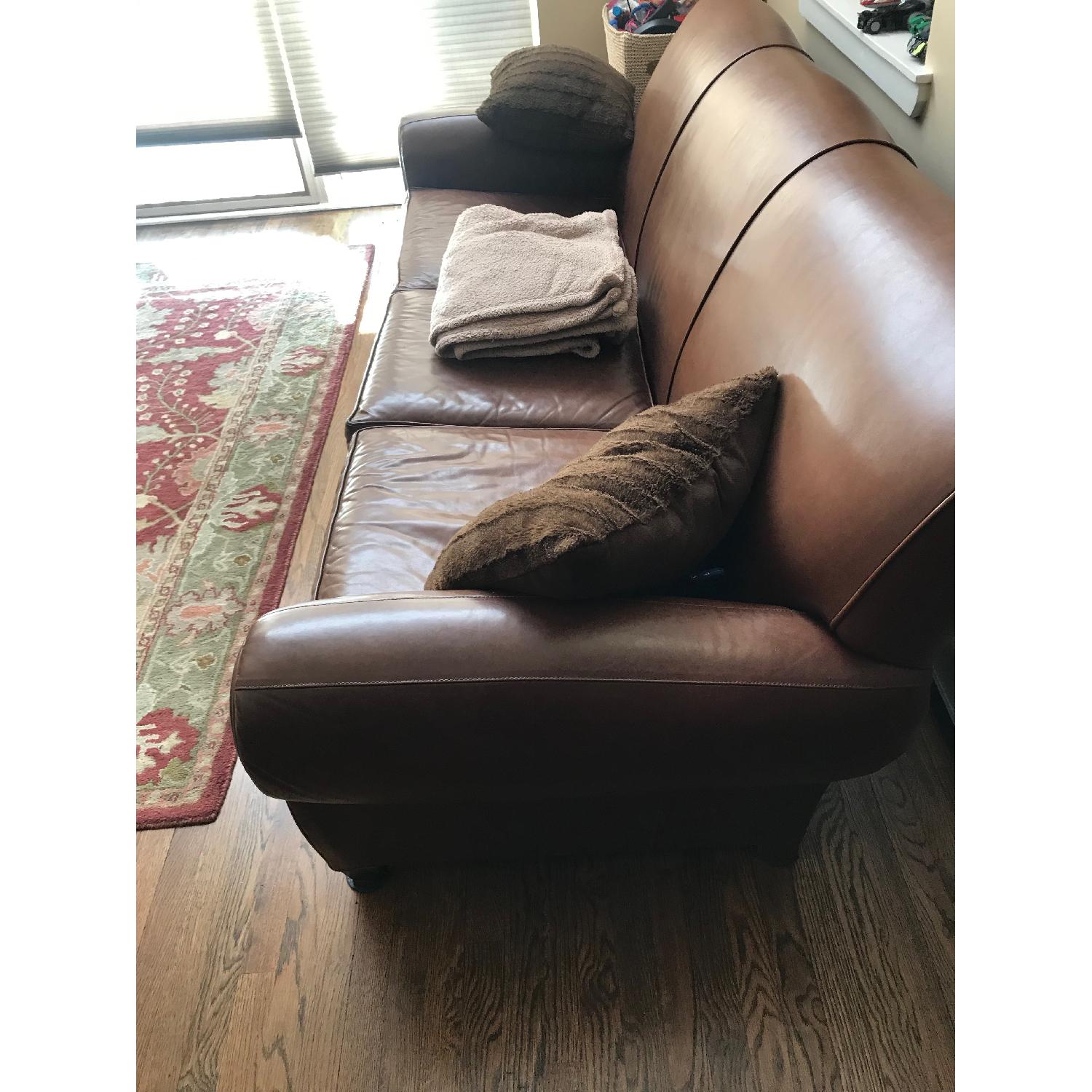 Pottery Barn Leather Sofa in Dark Brown - image-3