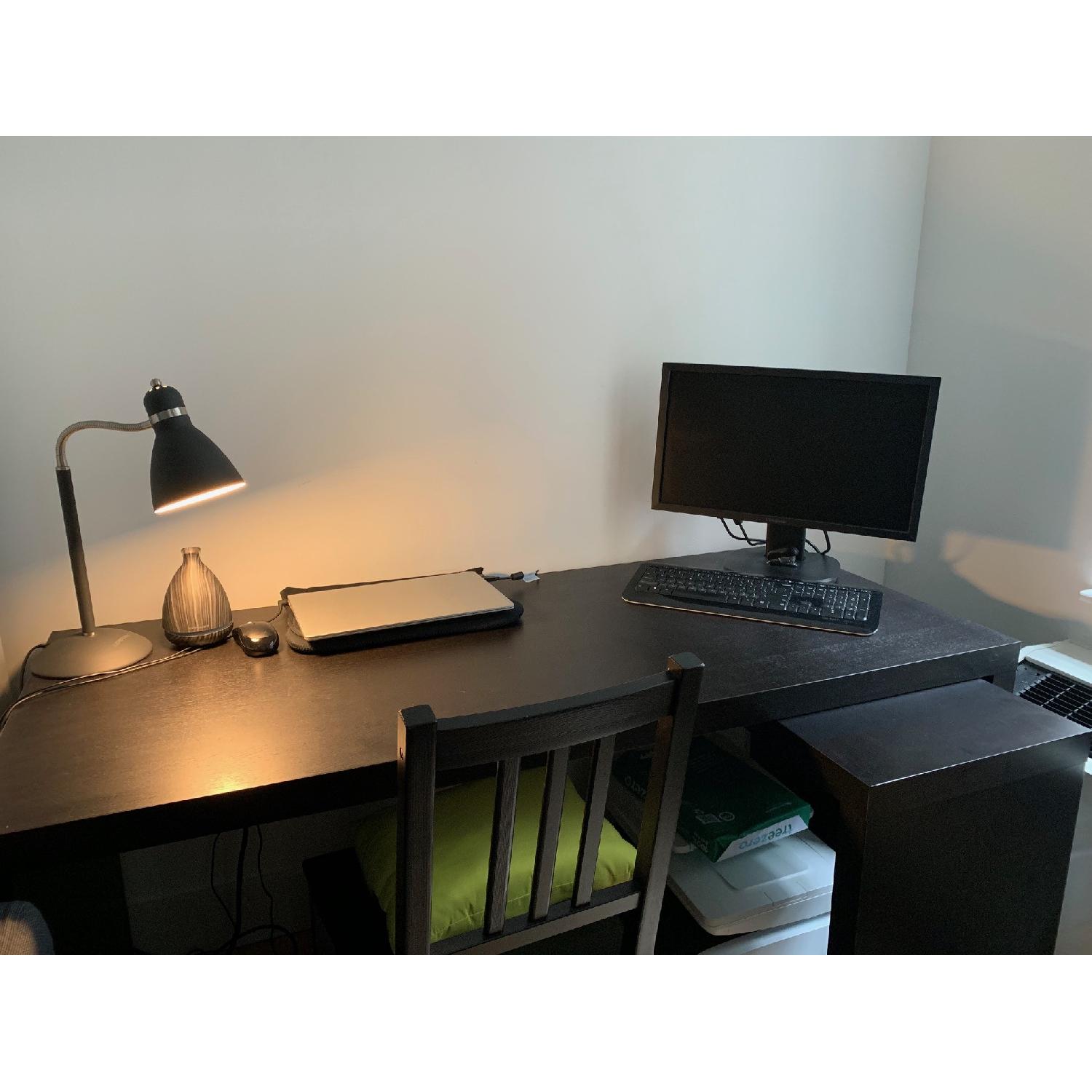 Ikea Black Corner Desk w/ Adjustable Panel - image-2