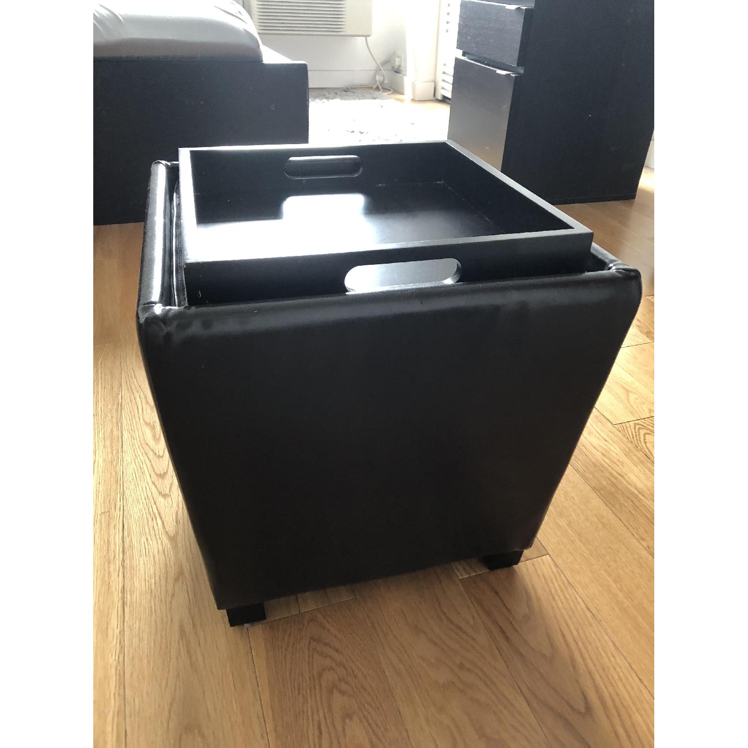ikea Faux Leather Small Storage Ottoman - image-1