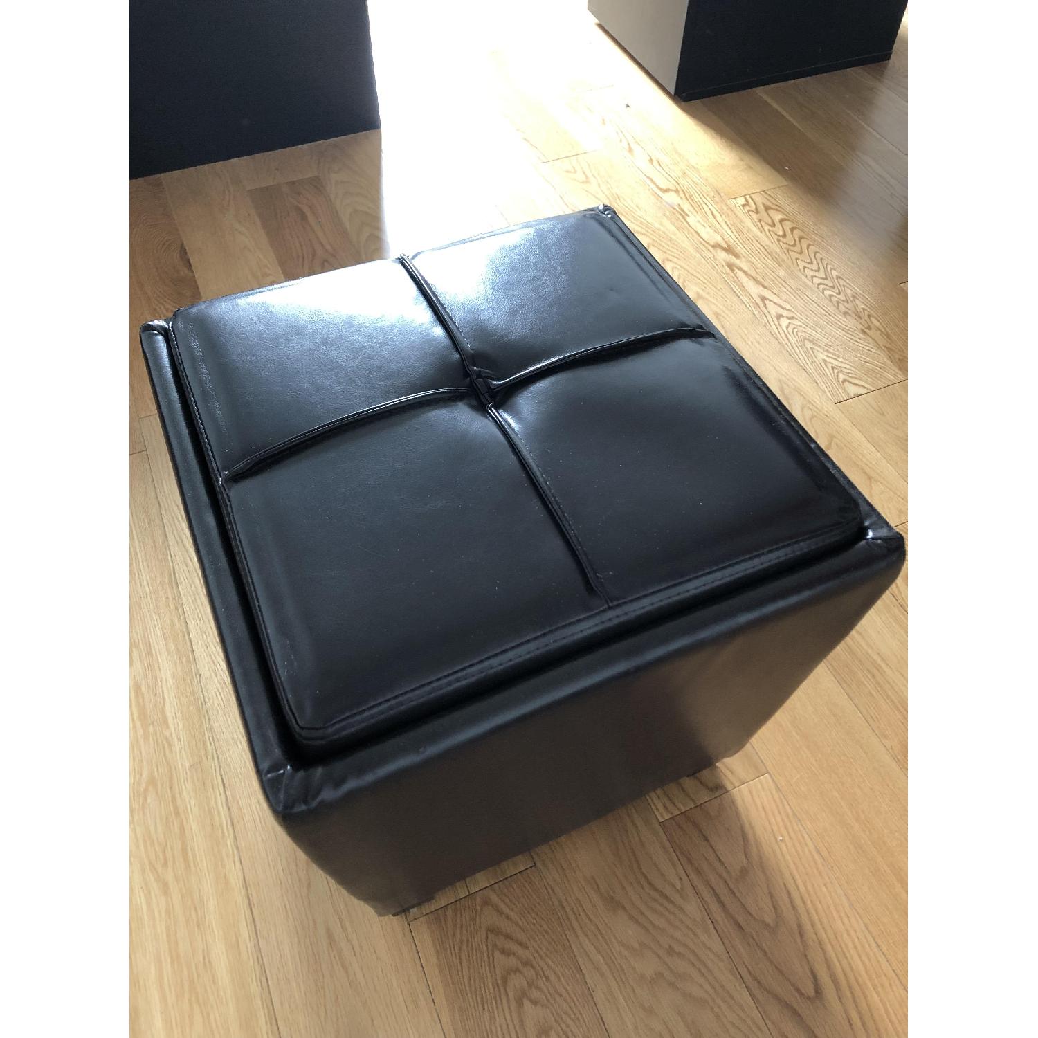 ikea Faux Leather Small Storage Ottoman - image-3