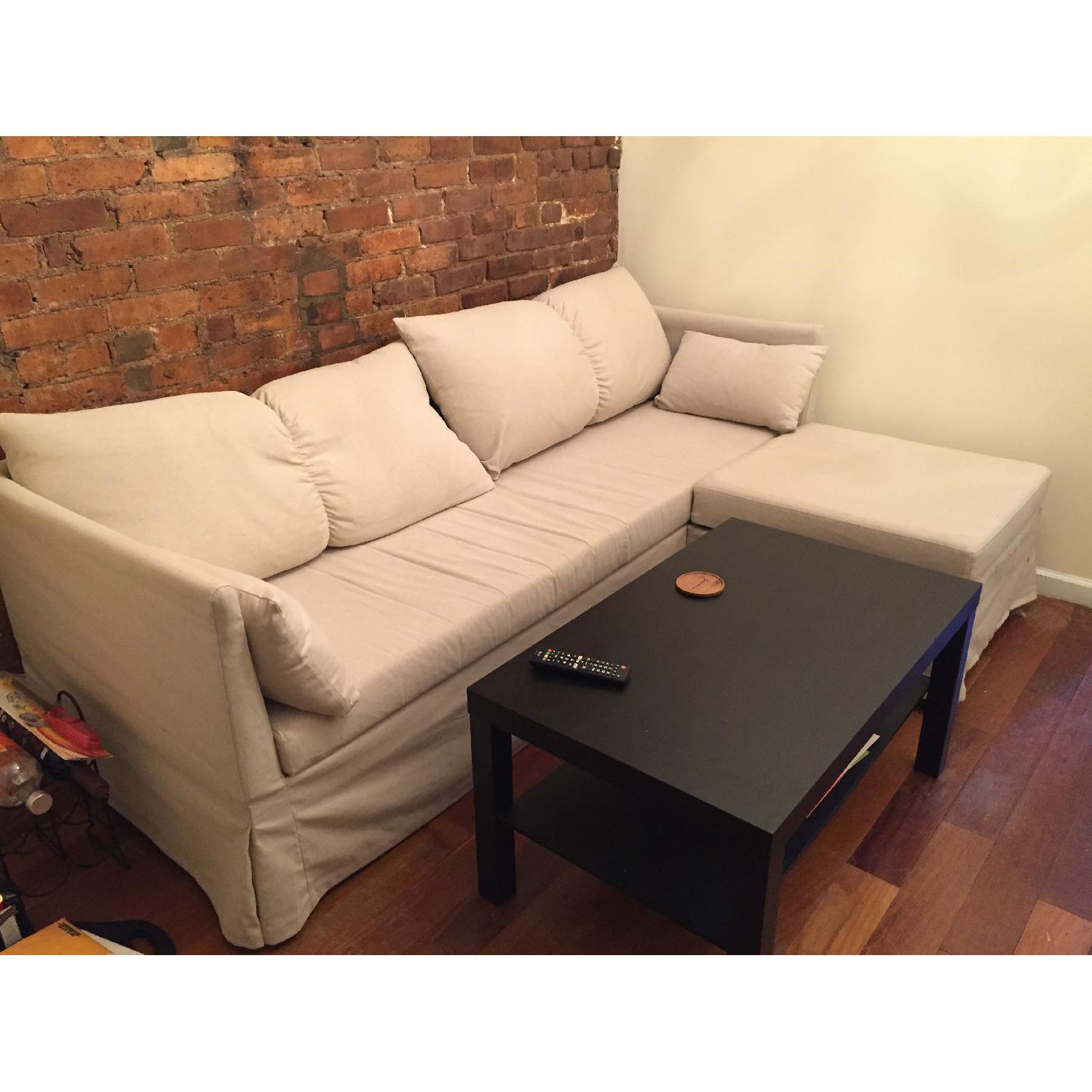 Ikea Sandbacken Beige Sleeper Sectional Sofa AptDeco