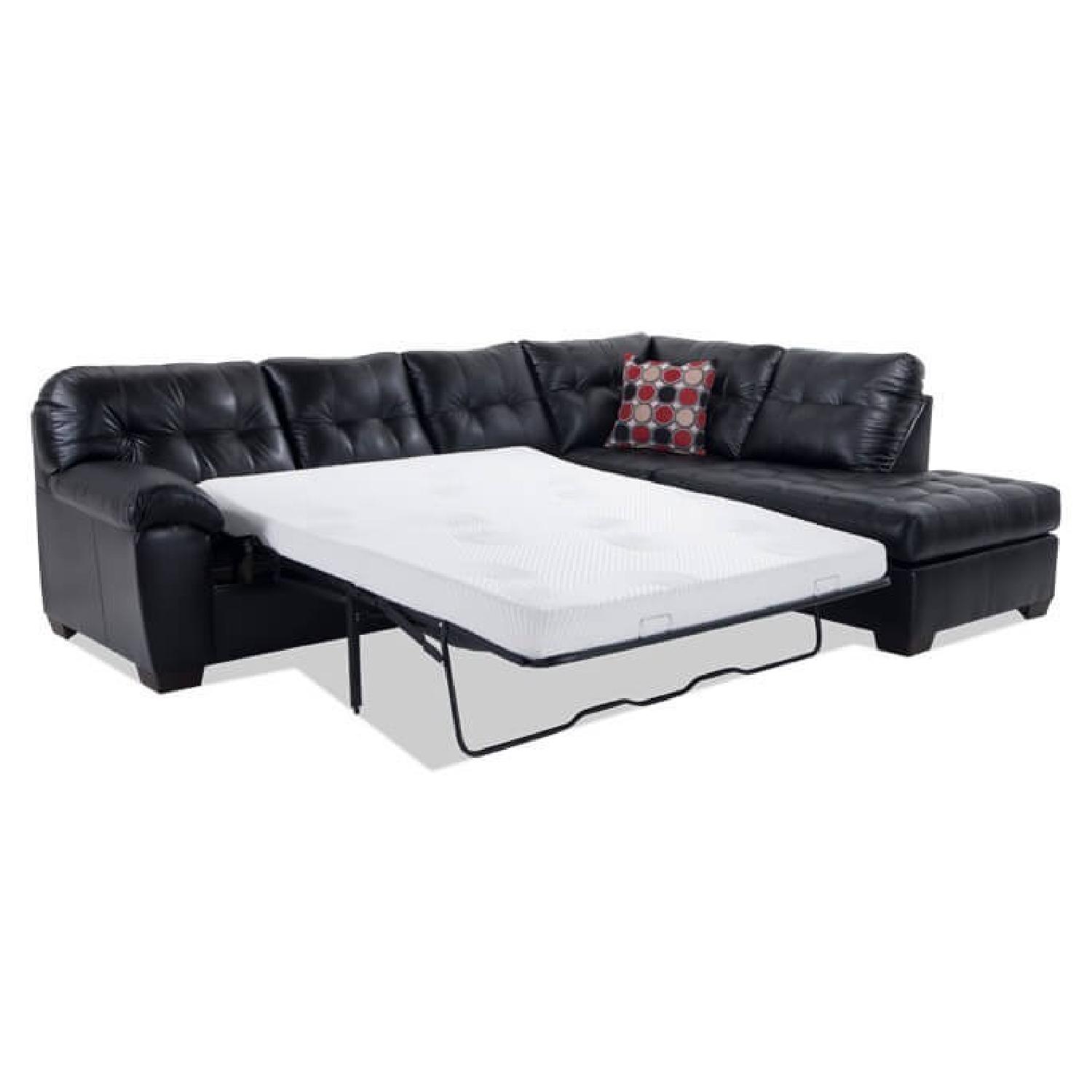 Bob's Black Faux Leather Sleeper Sectional Sofa - image-3