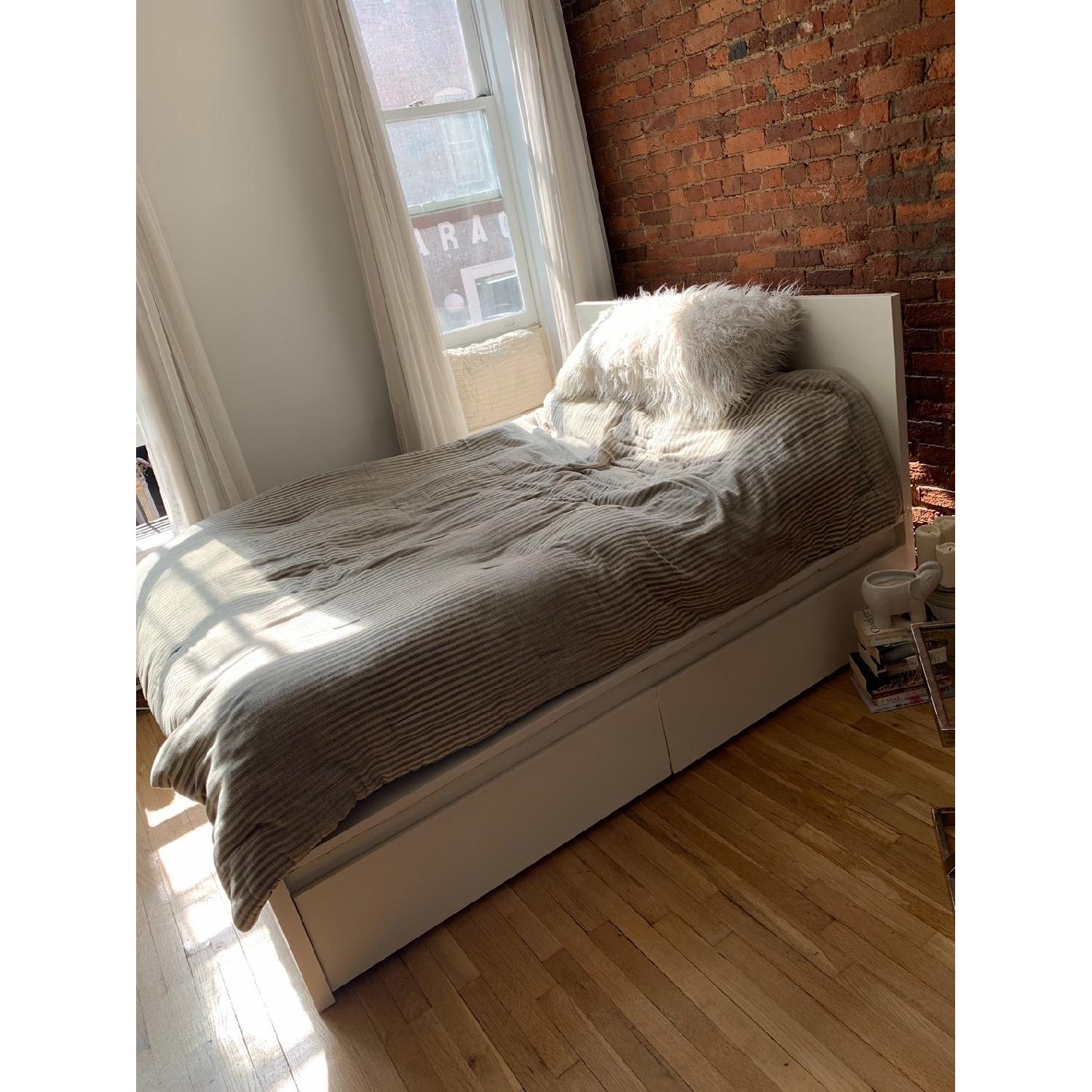 ikea Malm White Full Size Bed w/ 2 Storage Drawers AptDeco