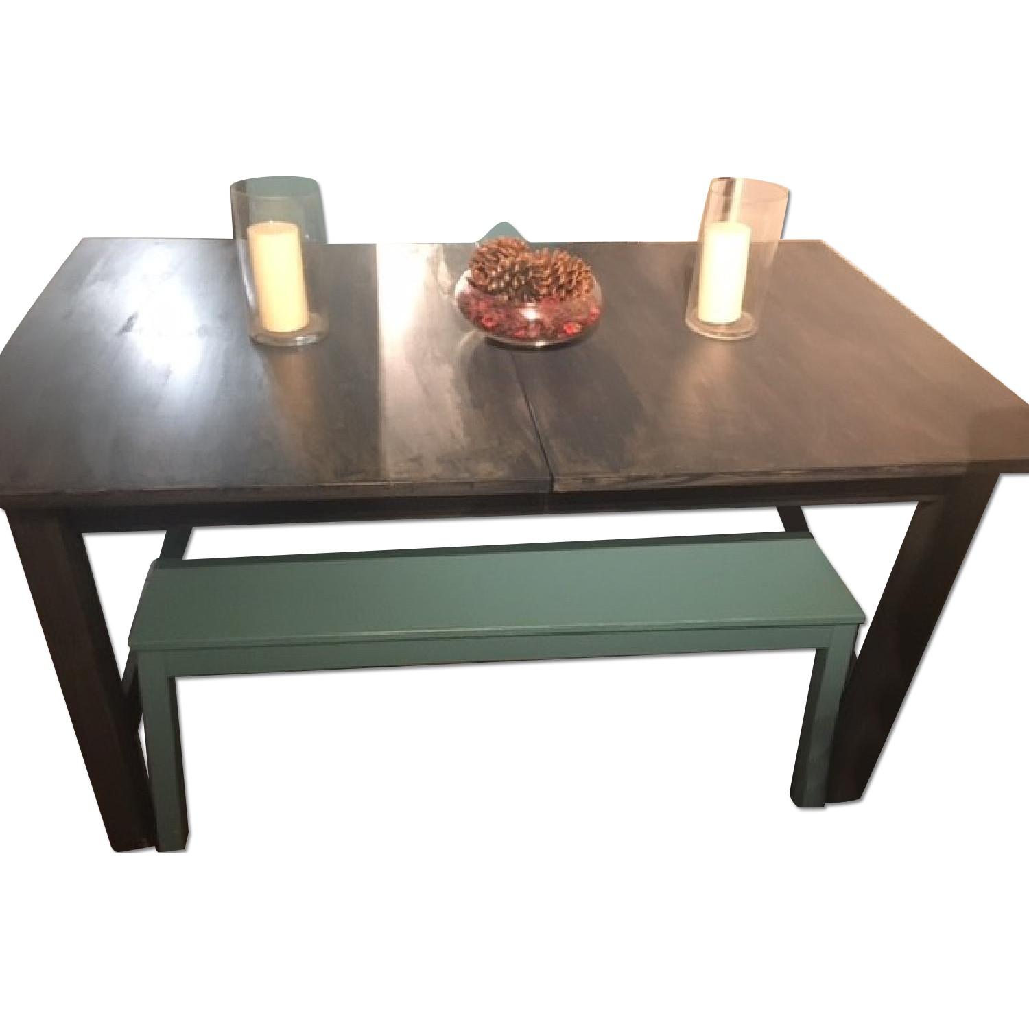 Ikea Norden Grey Painted Dining Table w/ 2 Benches AptDeco