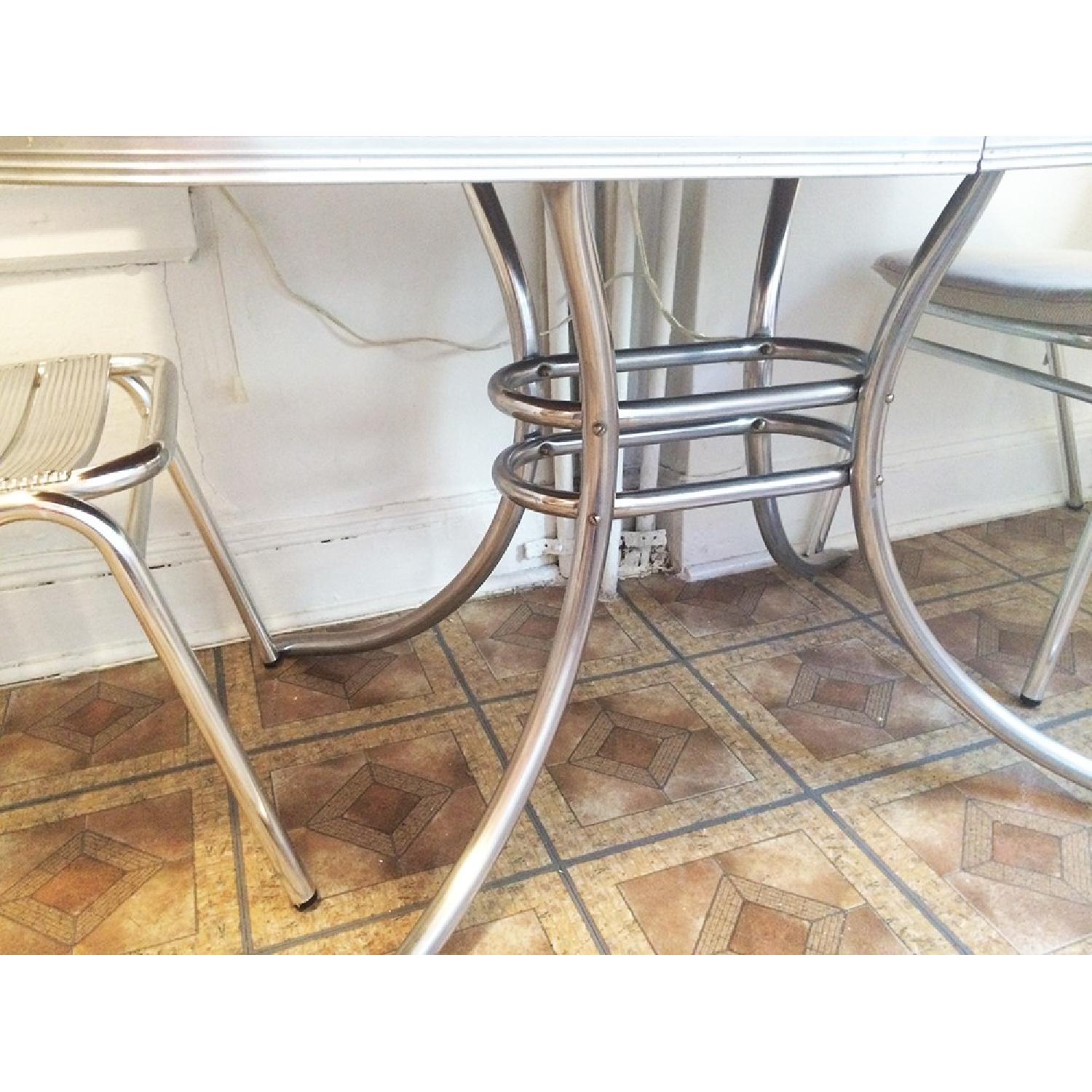 Vintage Formica Dining Table w/ 3 Chrome Chairs - image-4
