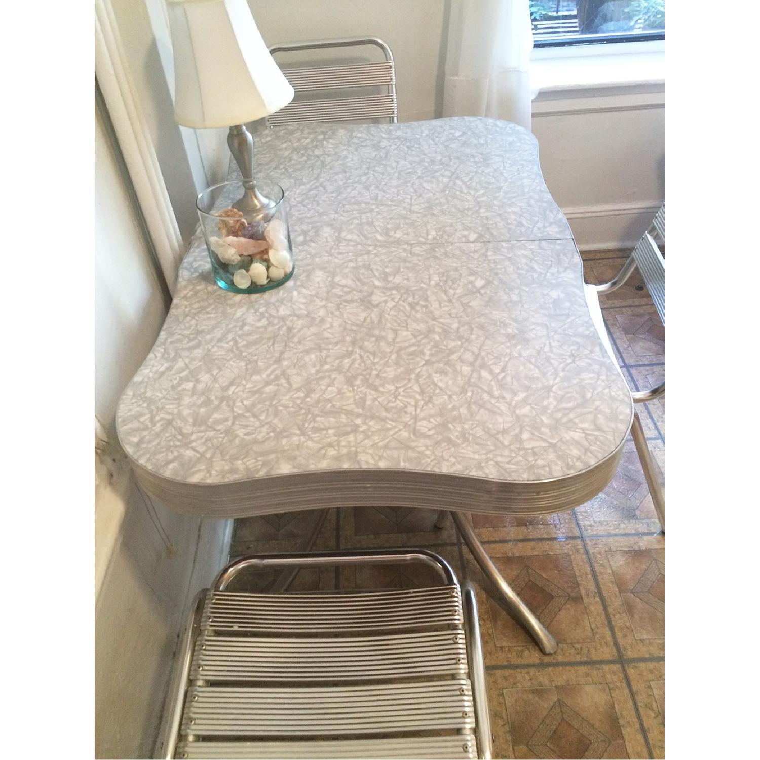 Vintage Formica Dining Table w/ 3 Chrome Chairs - image-6