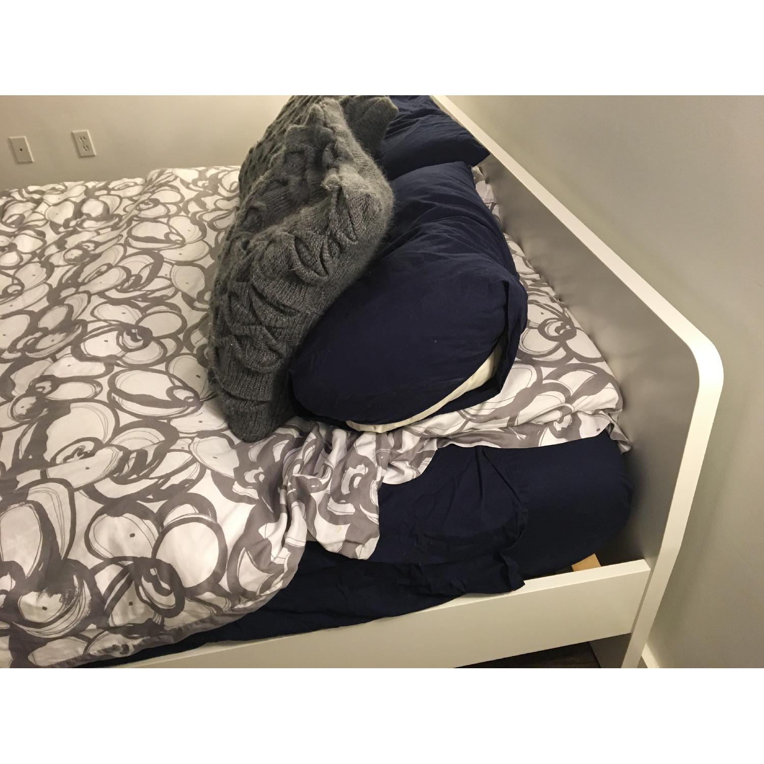 Ikea Queen Size White Platform Bed Frame - image-2