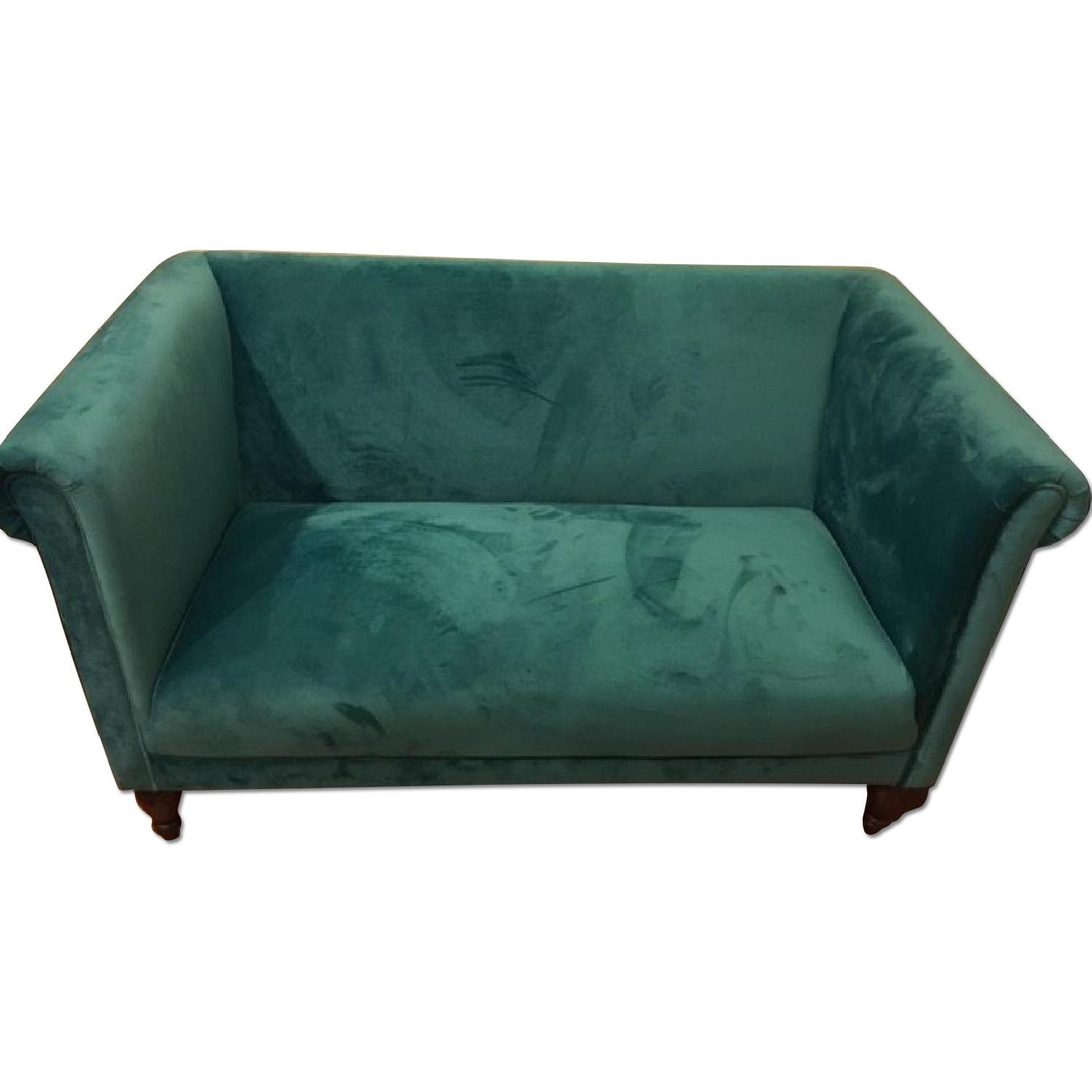World Market Emerald Green Velvet Loveseat AptDeco
