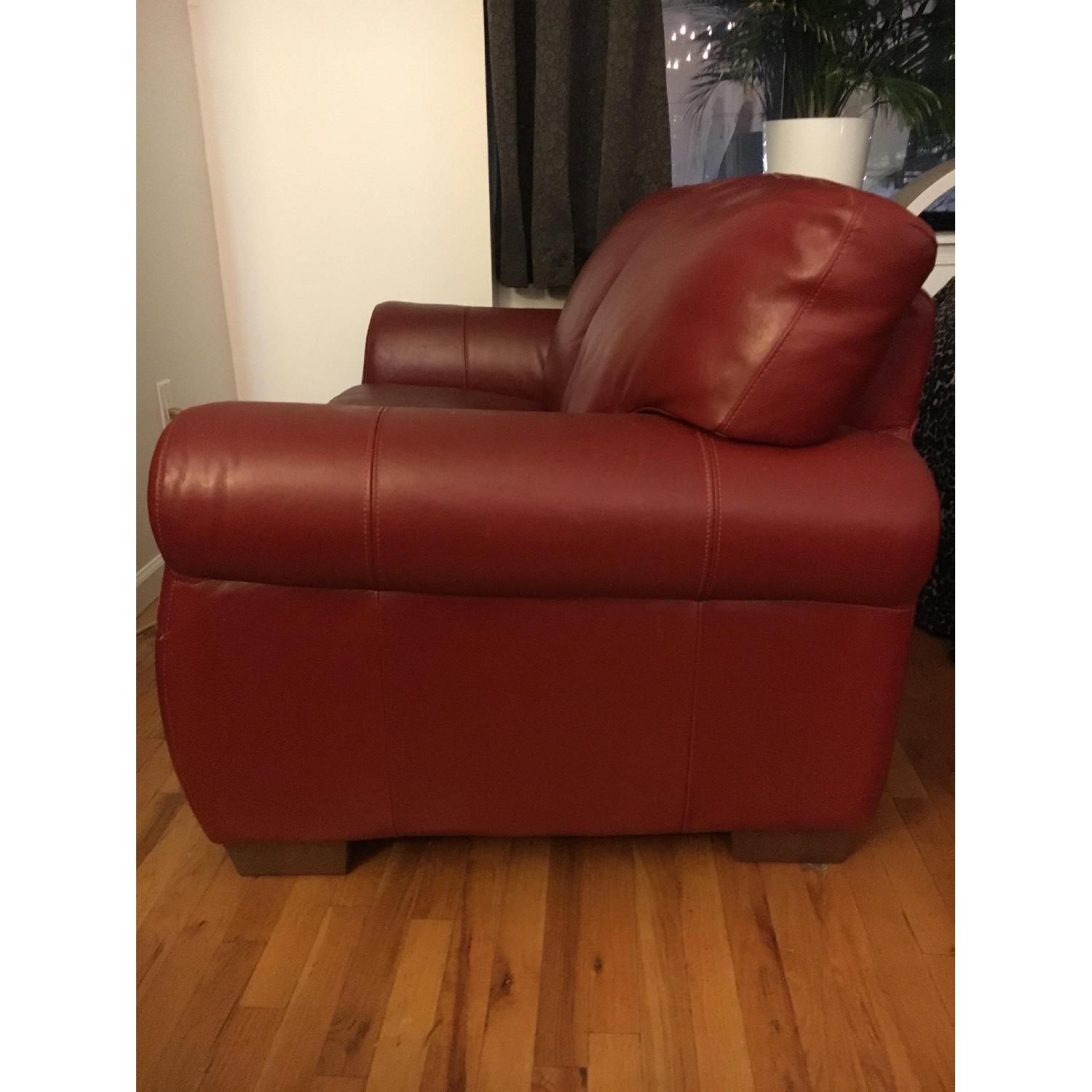 Macy's Natuzzi Red Leather Loveseat - image-2