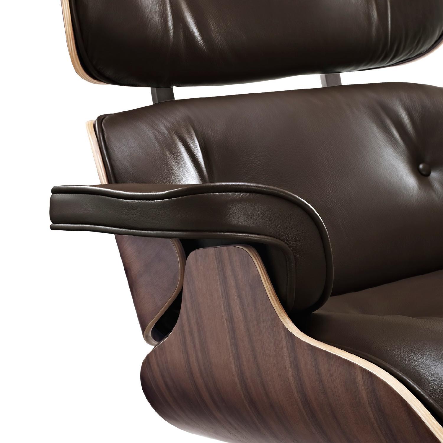 Eames Lounge Chair & Ottoman Replica in Brown w/ Aniline Leather - image-2