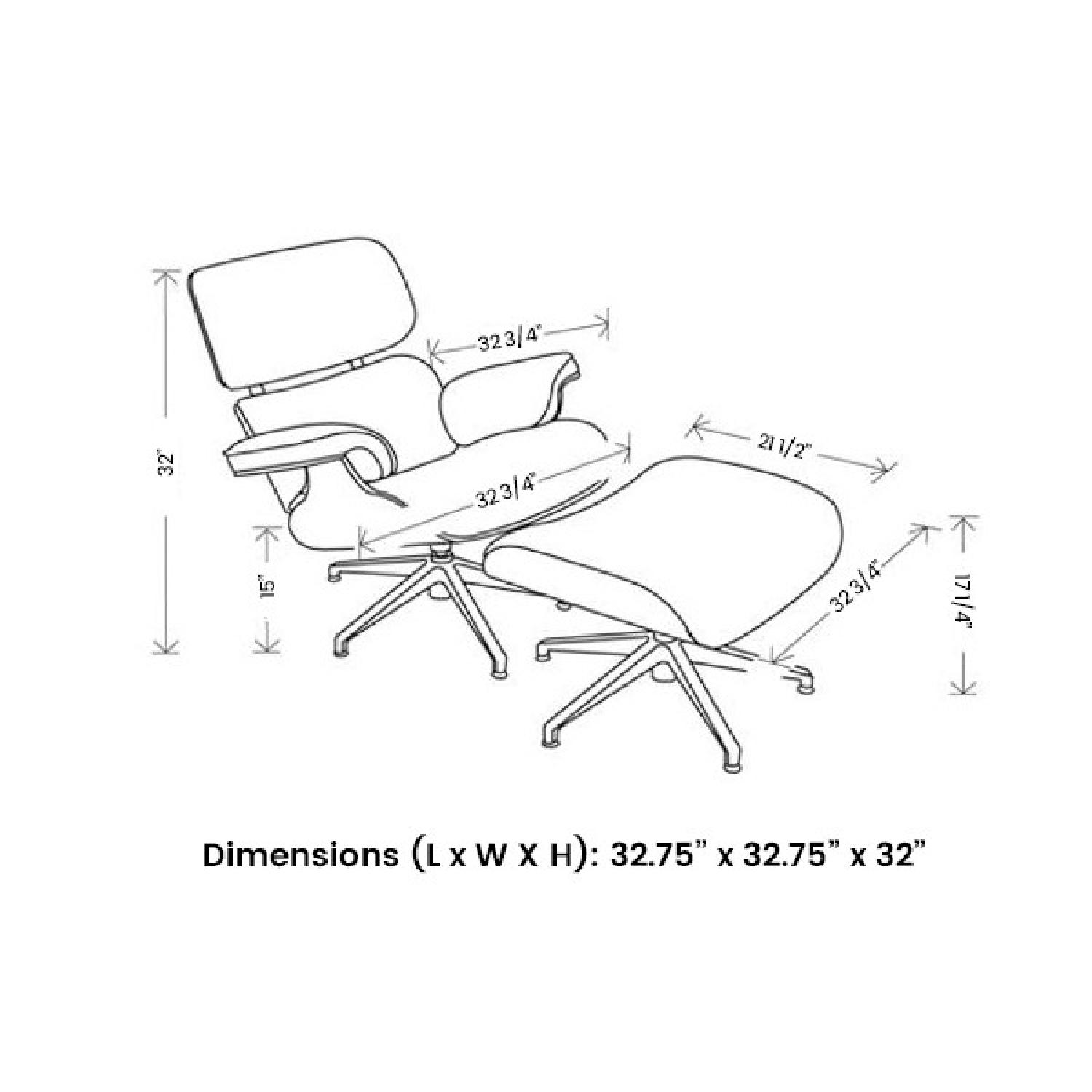 Eames Lounge Chair & Ottoman Replica in Brown w/ Aniline Leather - image-6