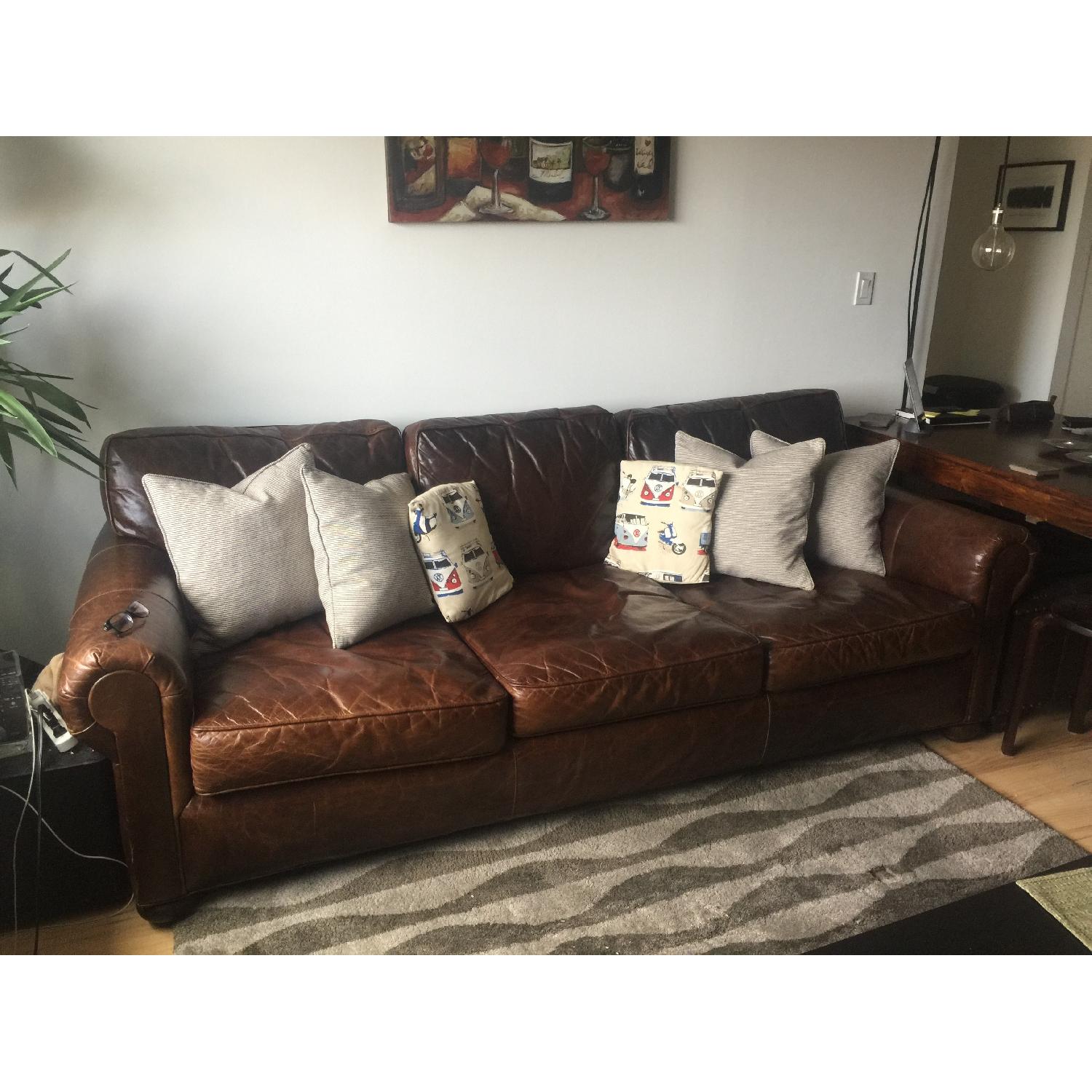 Restoration Hardware The Lancaster Leather Sofa - image-2