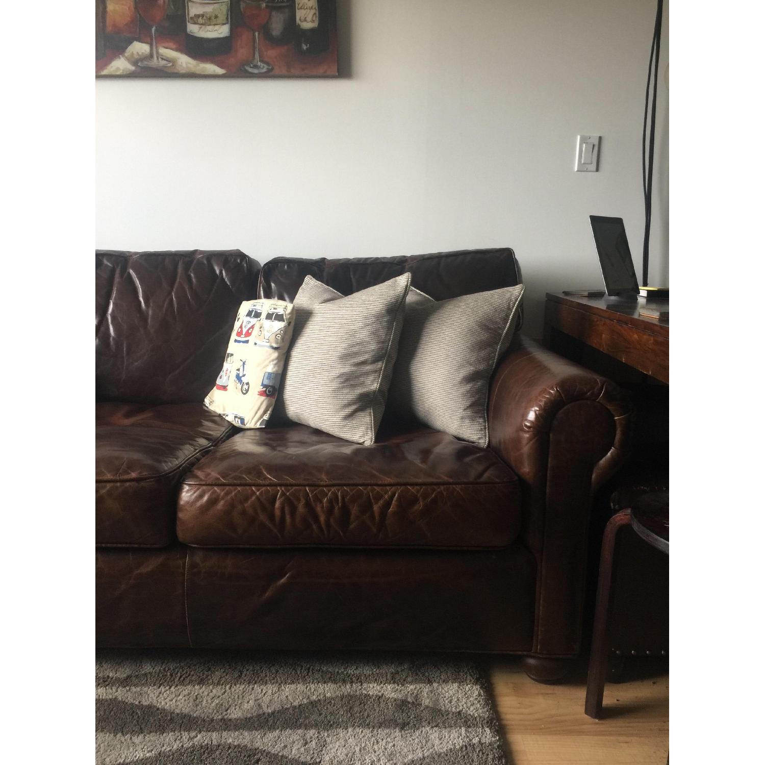 Restoration Hardware The Lancaster Leather Sofa - image-4