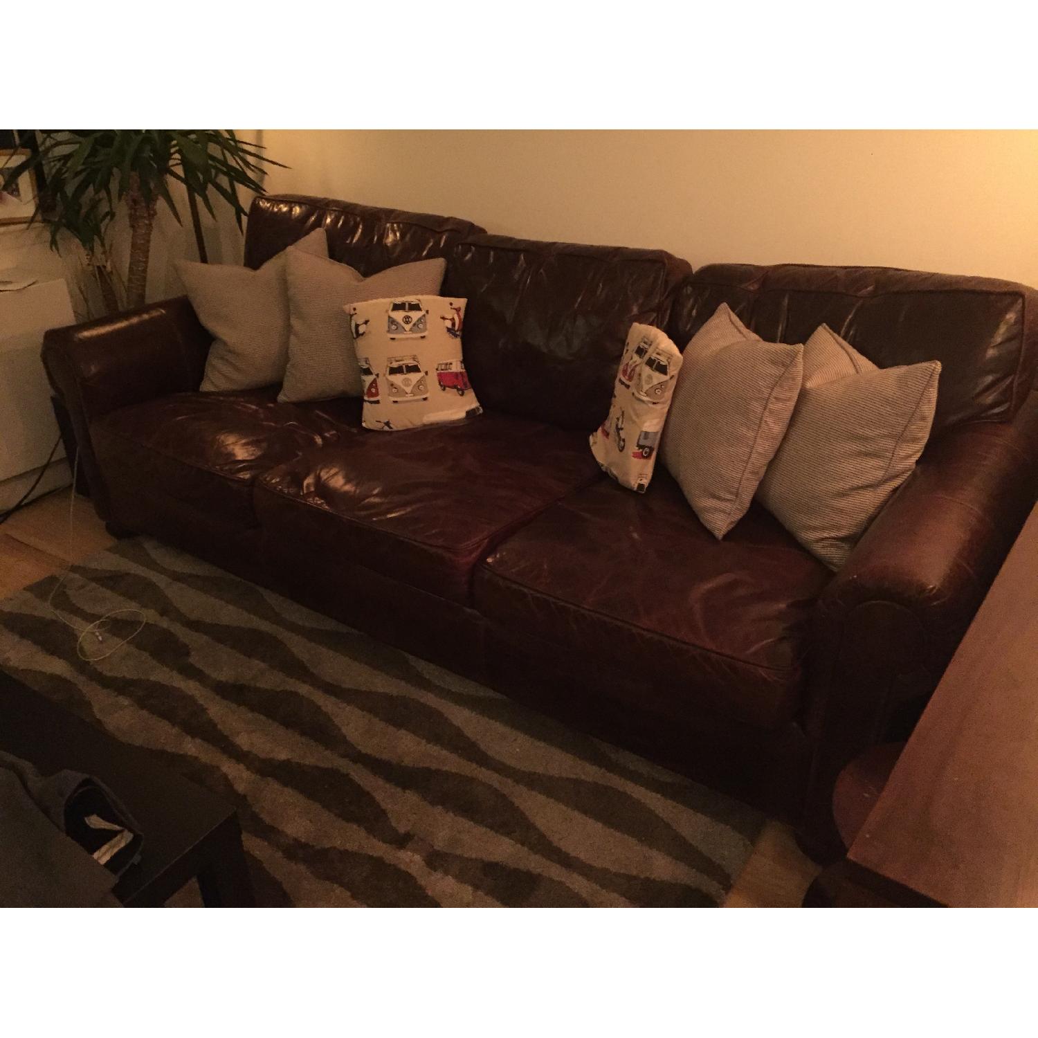 Restoration Hardware The Lancaster Leather Sofa - image-5
