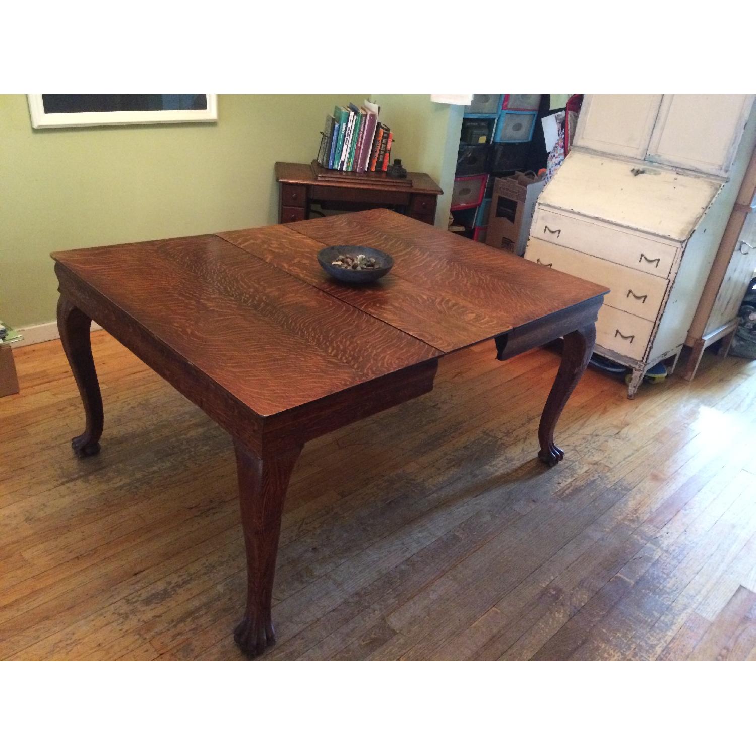 Tiger Oak Dining Table w/ 2 Leaves - image-3