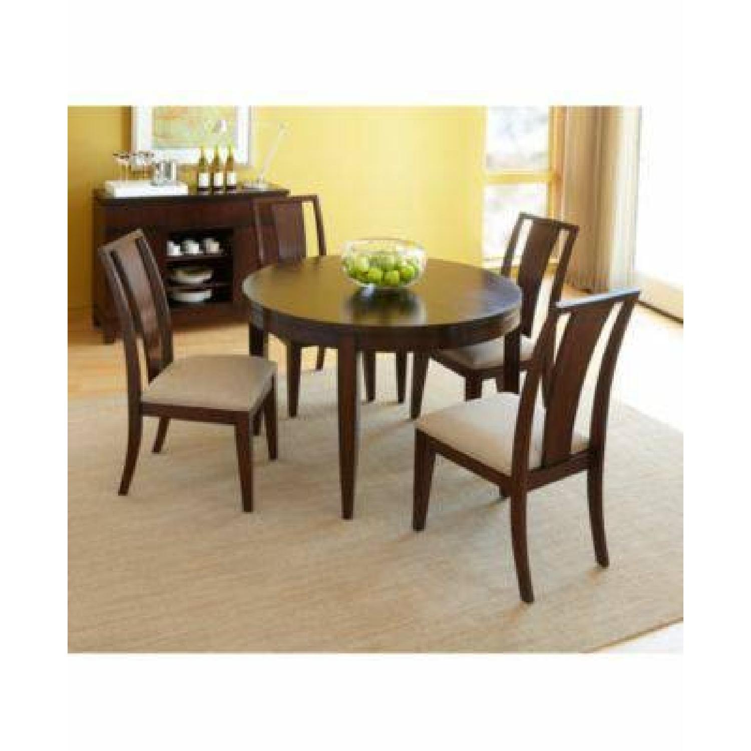 Round Expandable Dining Table w/ 4 Panel Back Chairs - image-5